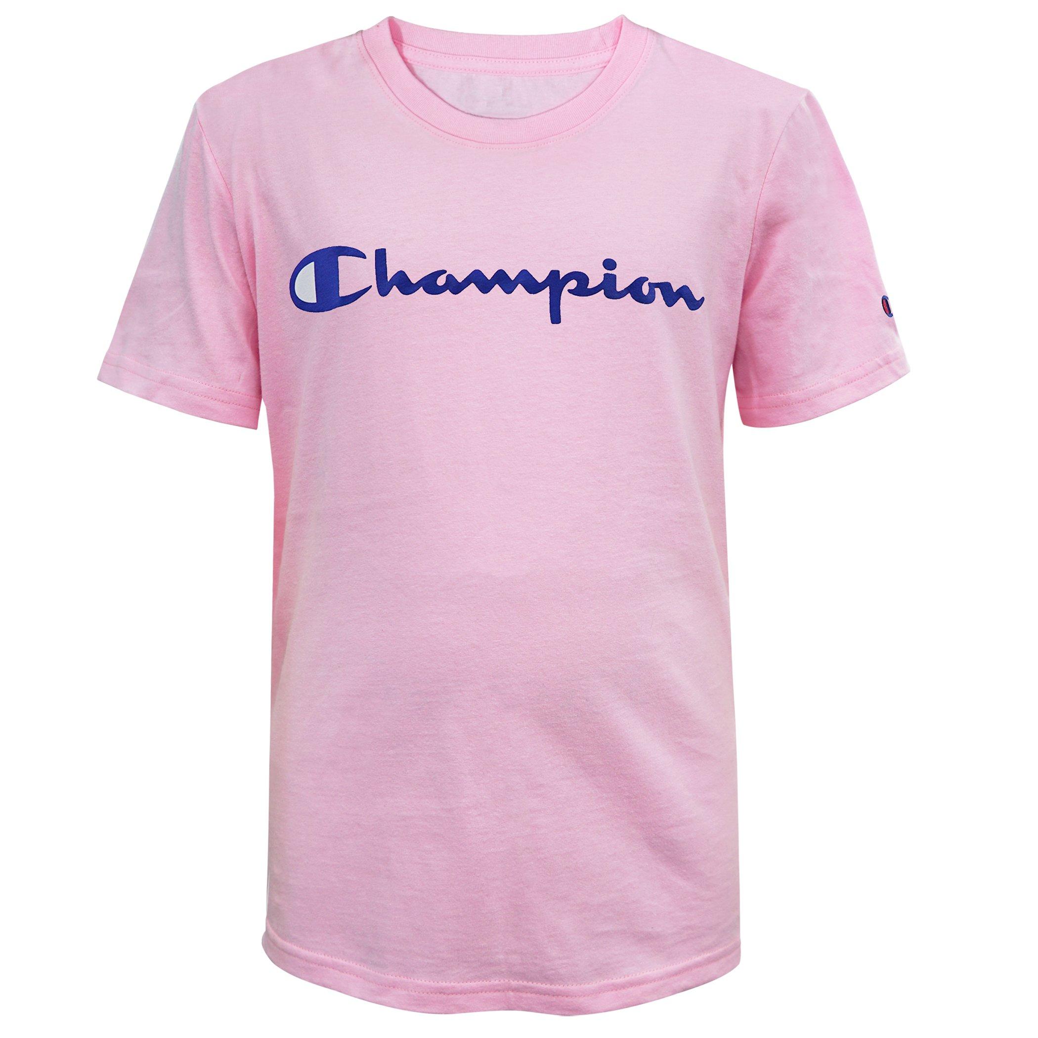 black champion shirt with pink writing