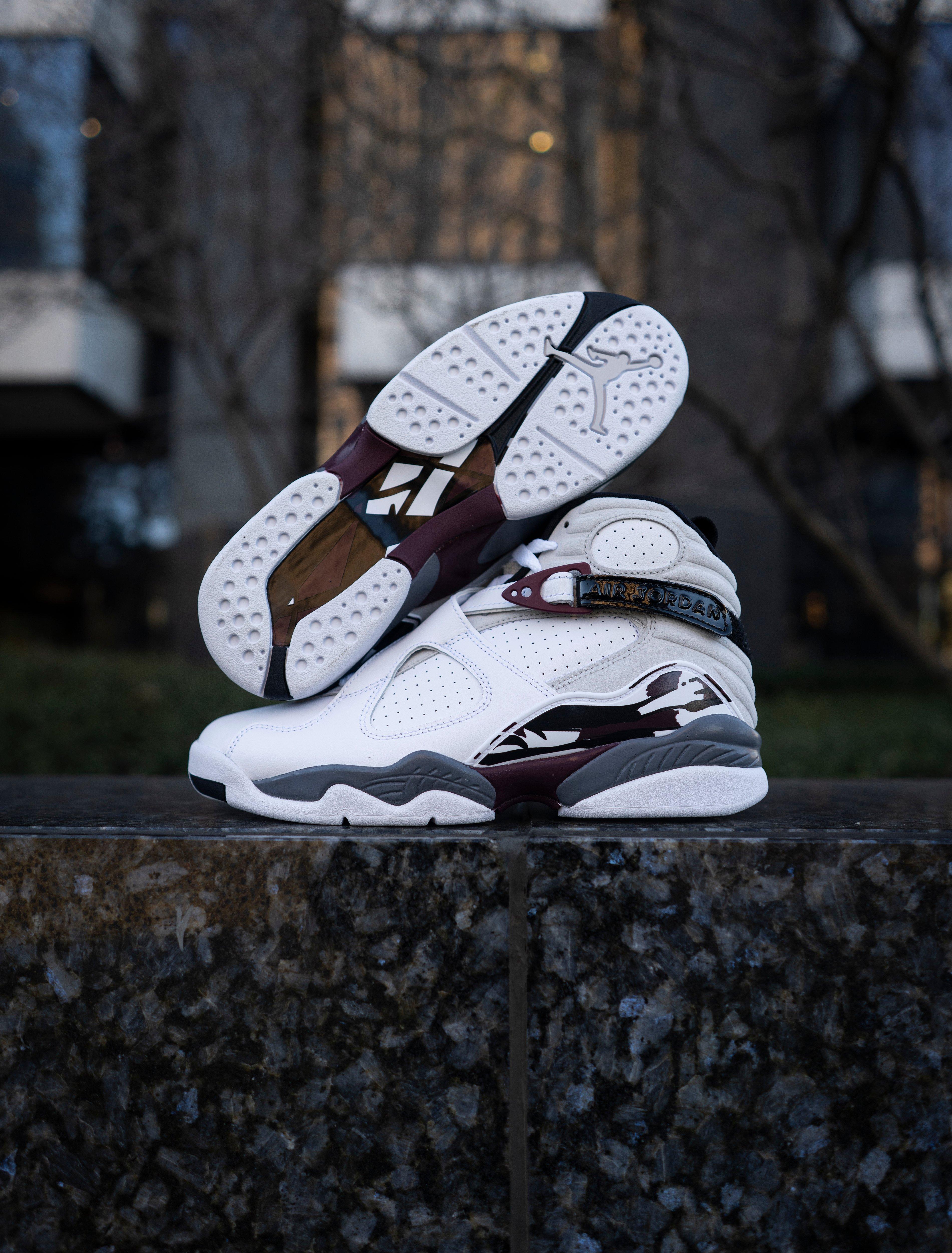 white and grey jordan 8