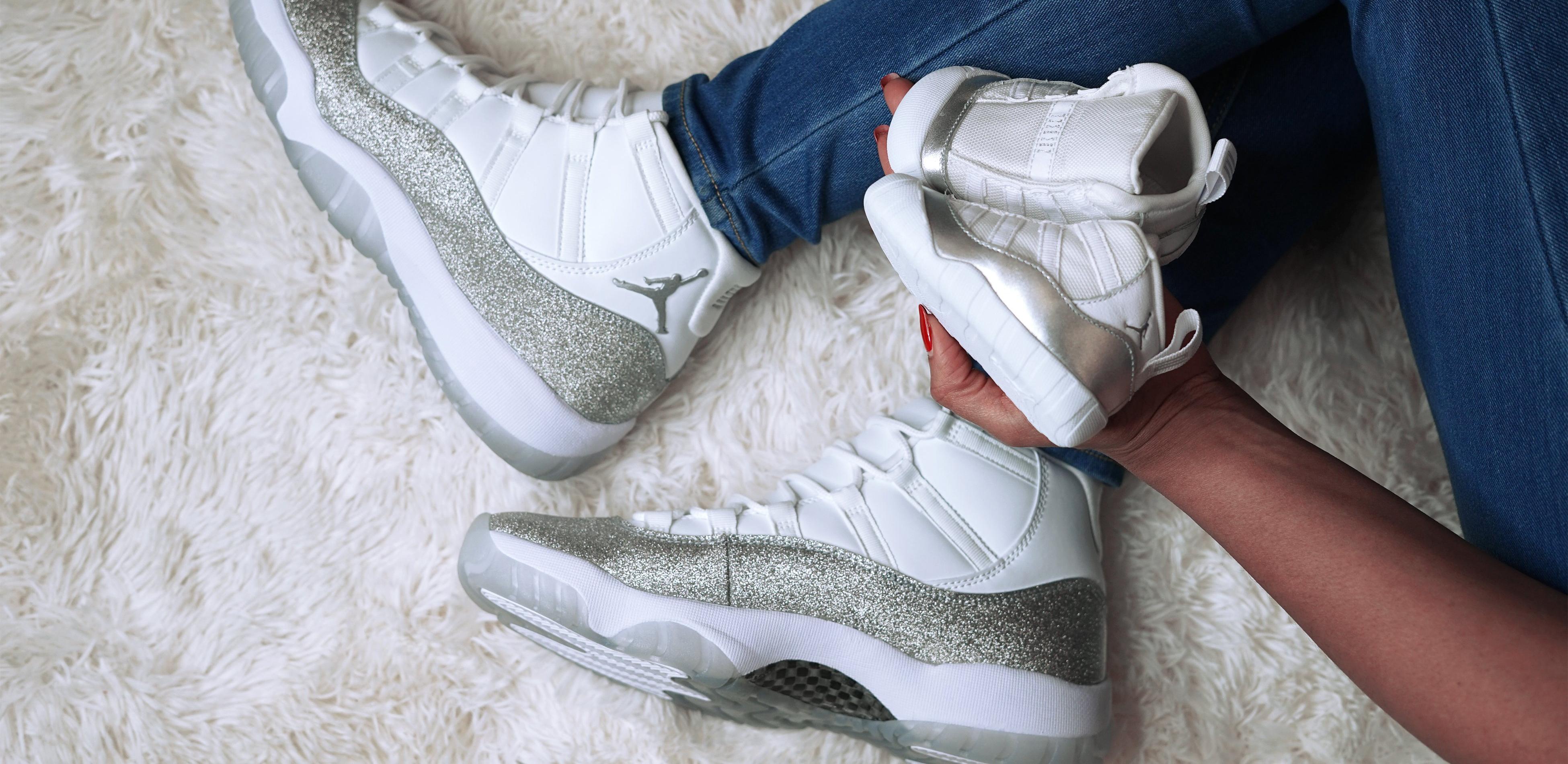 Glitter air jordan 11 retro in metallic clearance silver