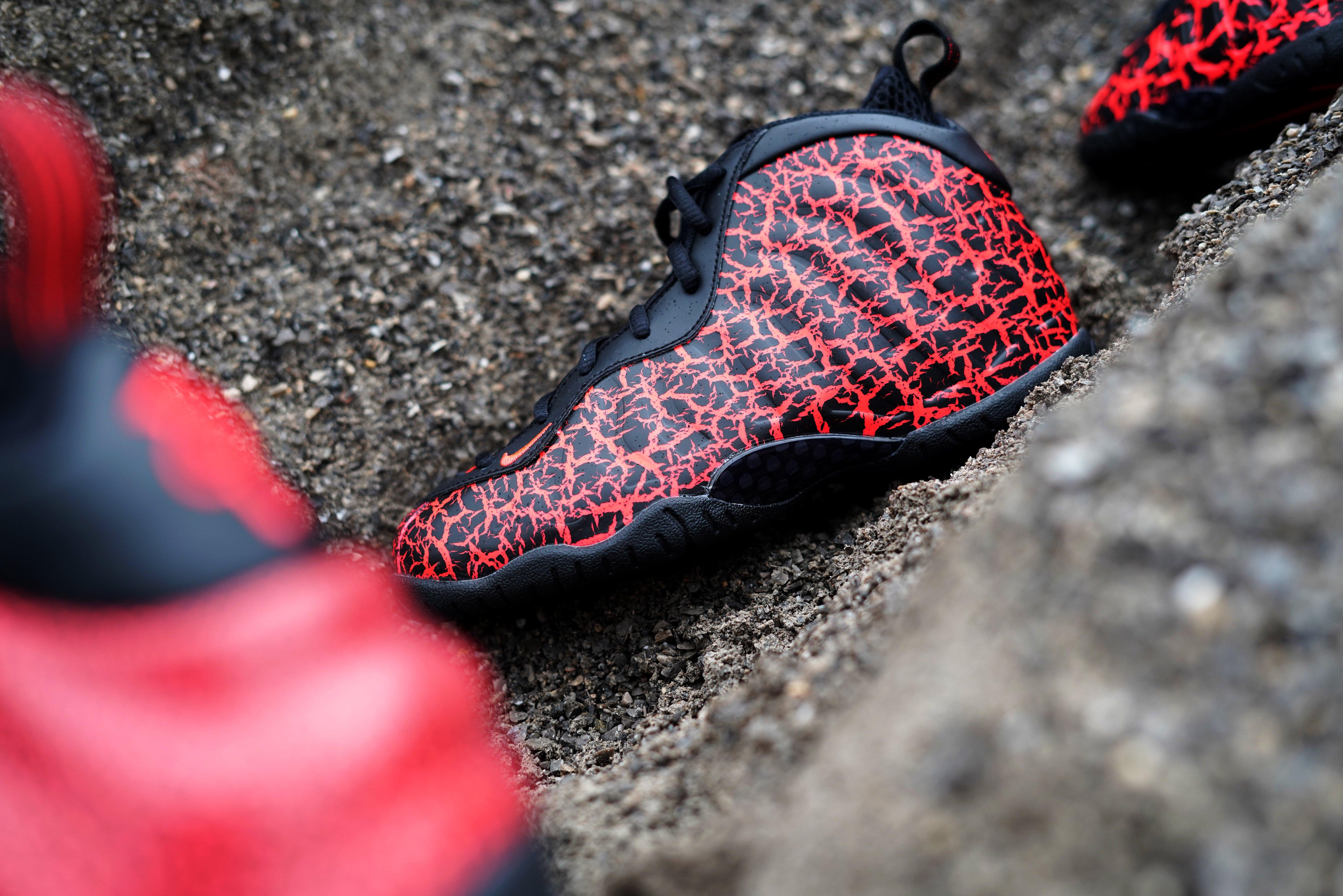 foamposite cracked lava on feet