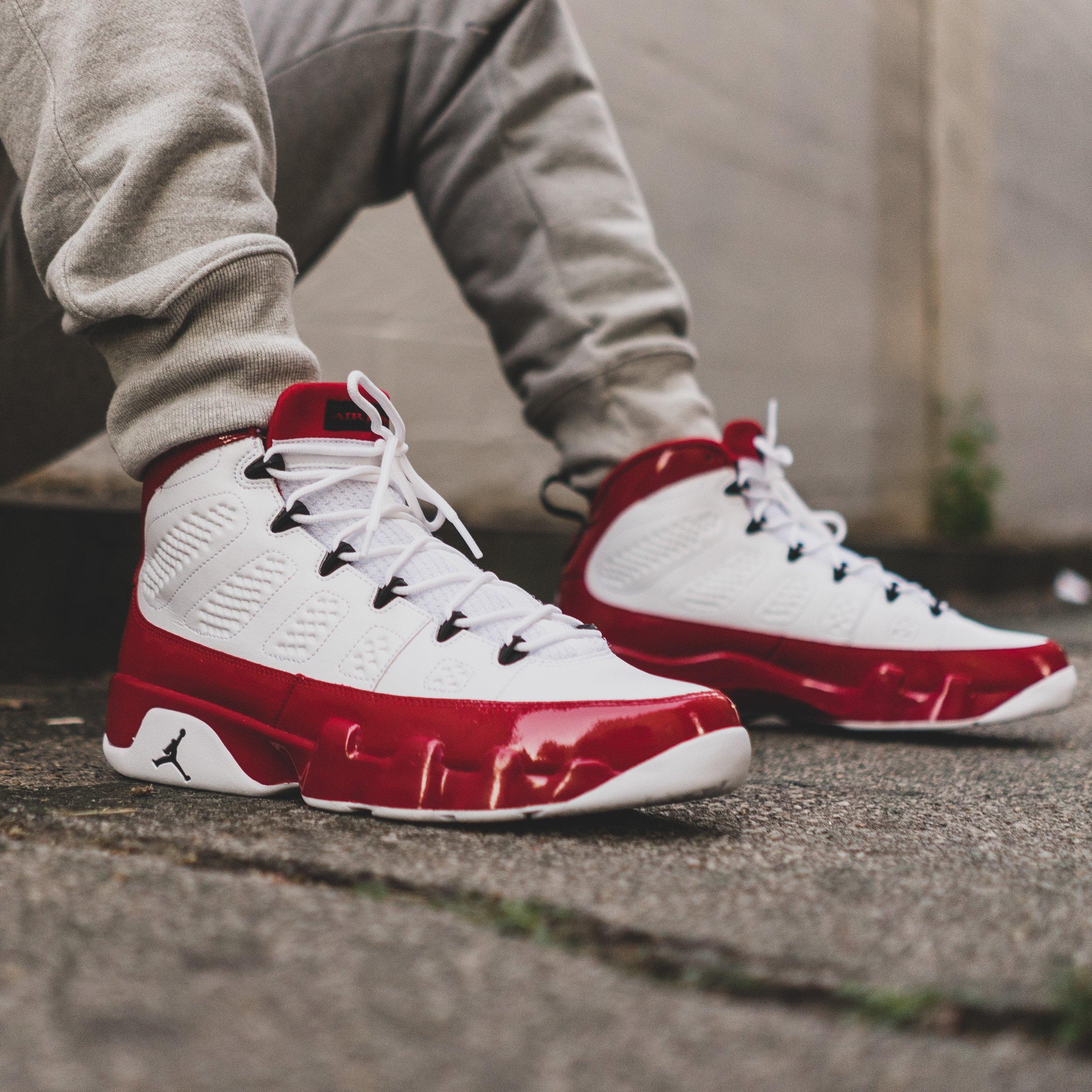 red and white jordan 9s