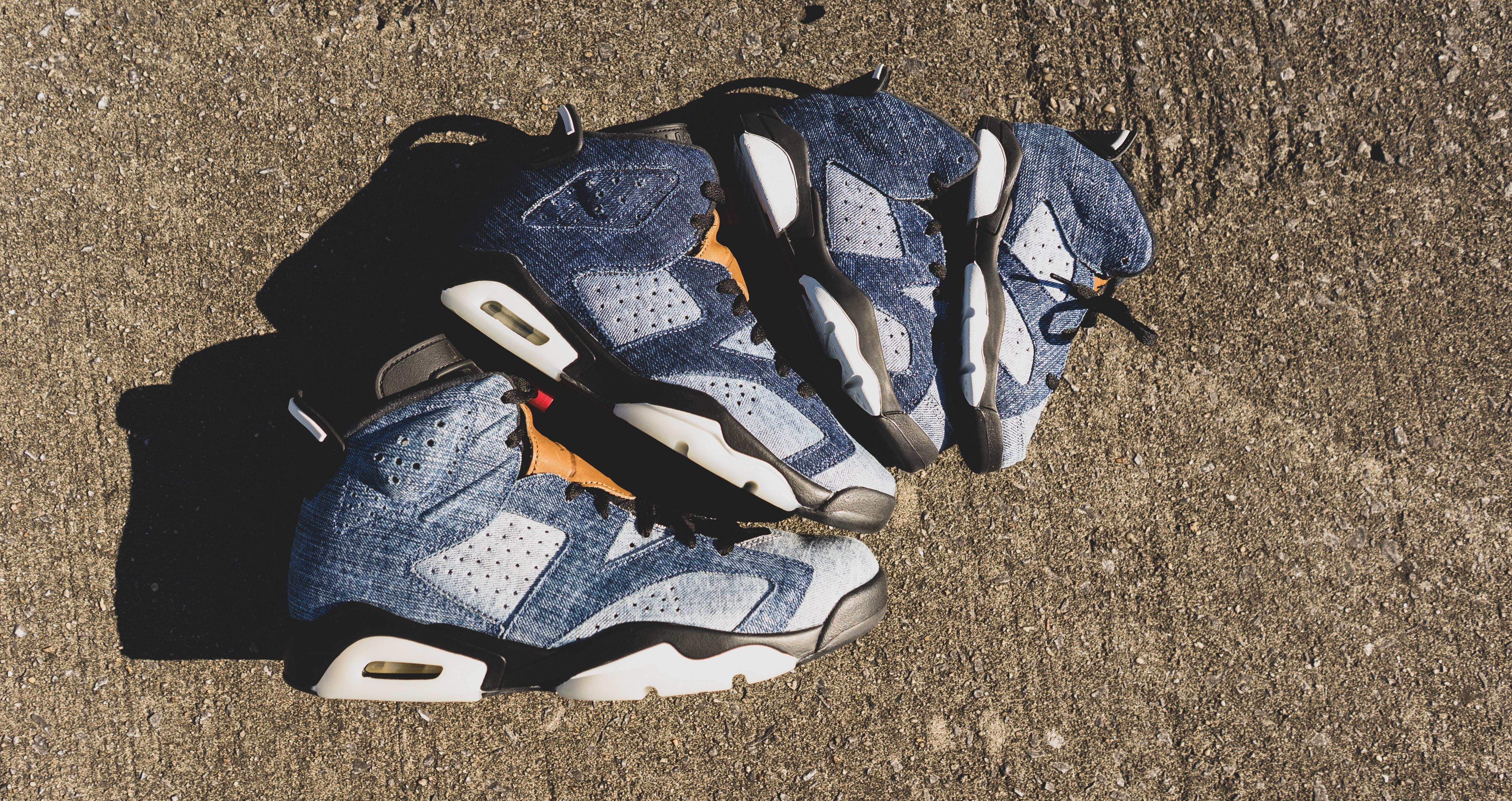 retro 6 washed denim