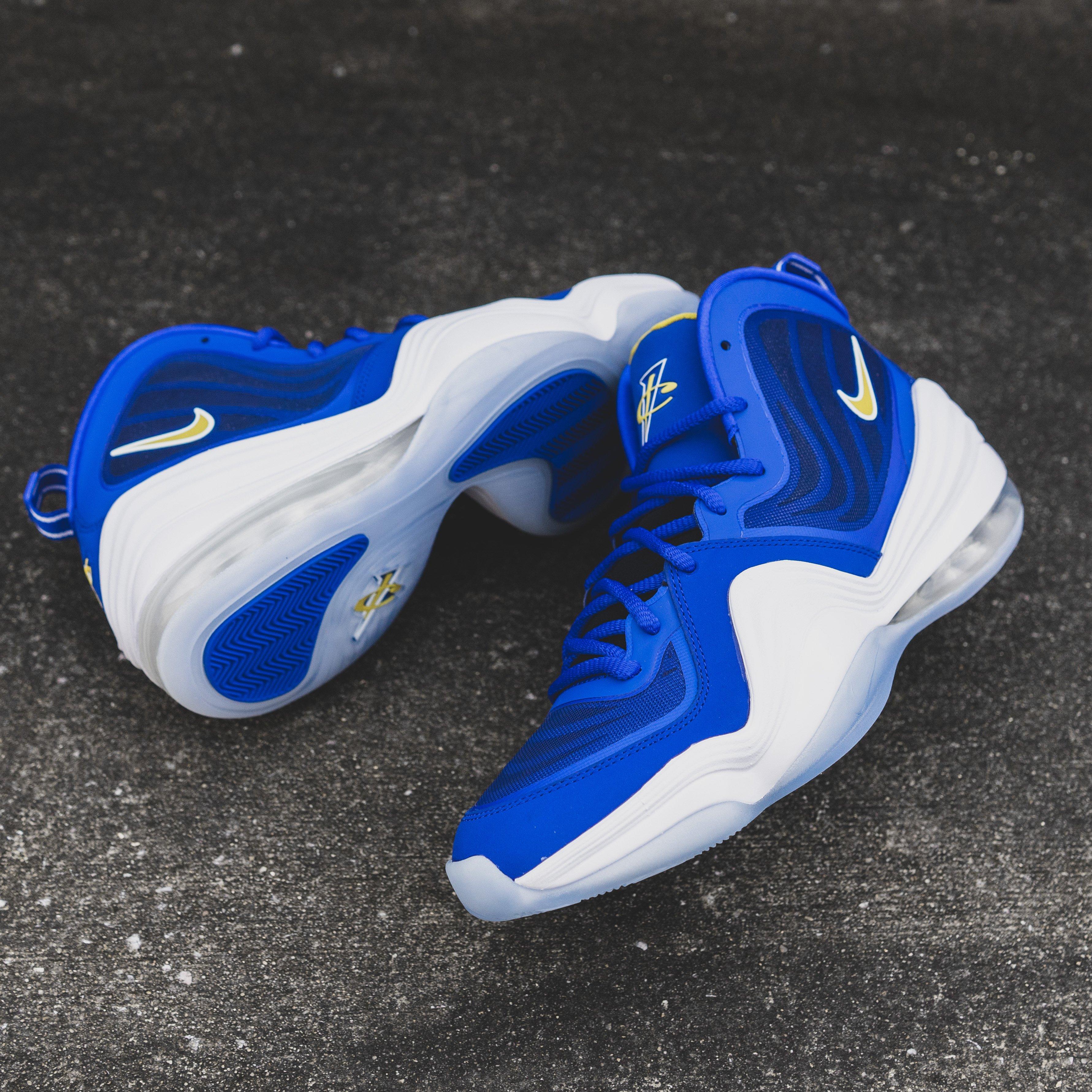 penny hardaway shoes white and blue