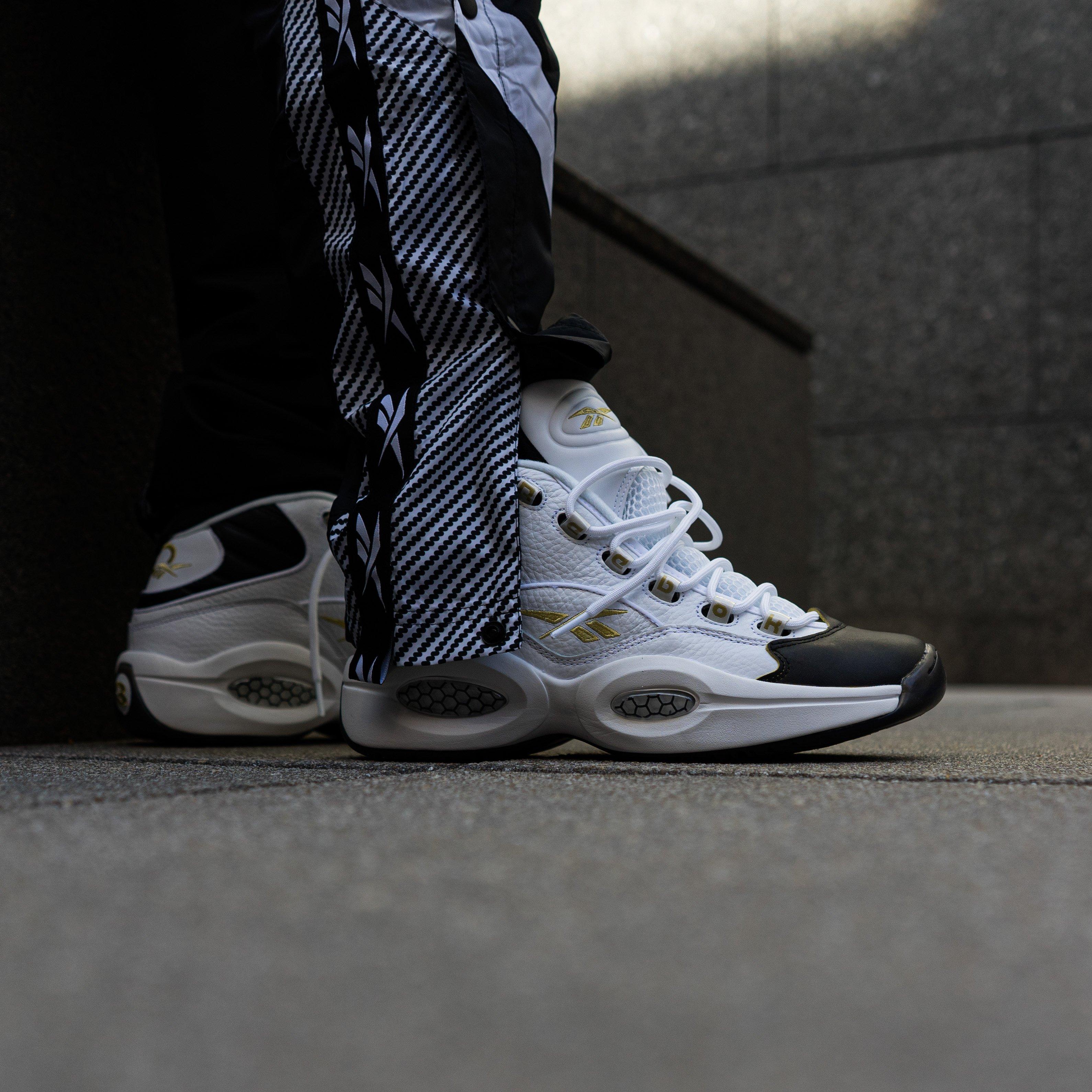 reebok question mid black gold