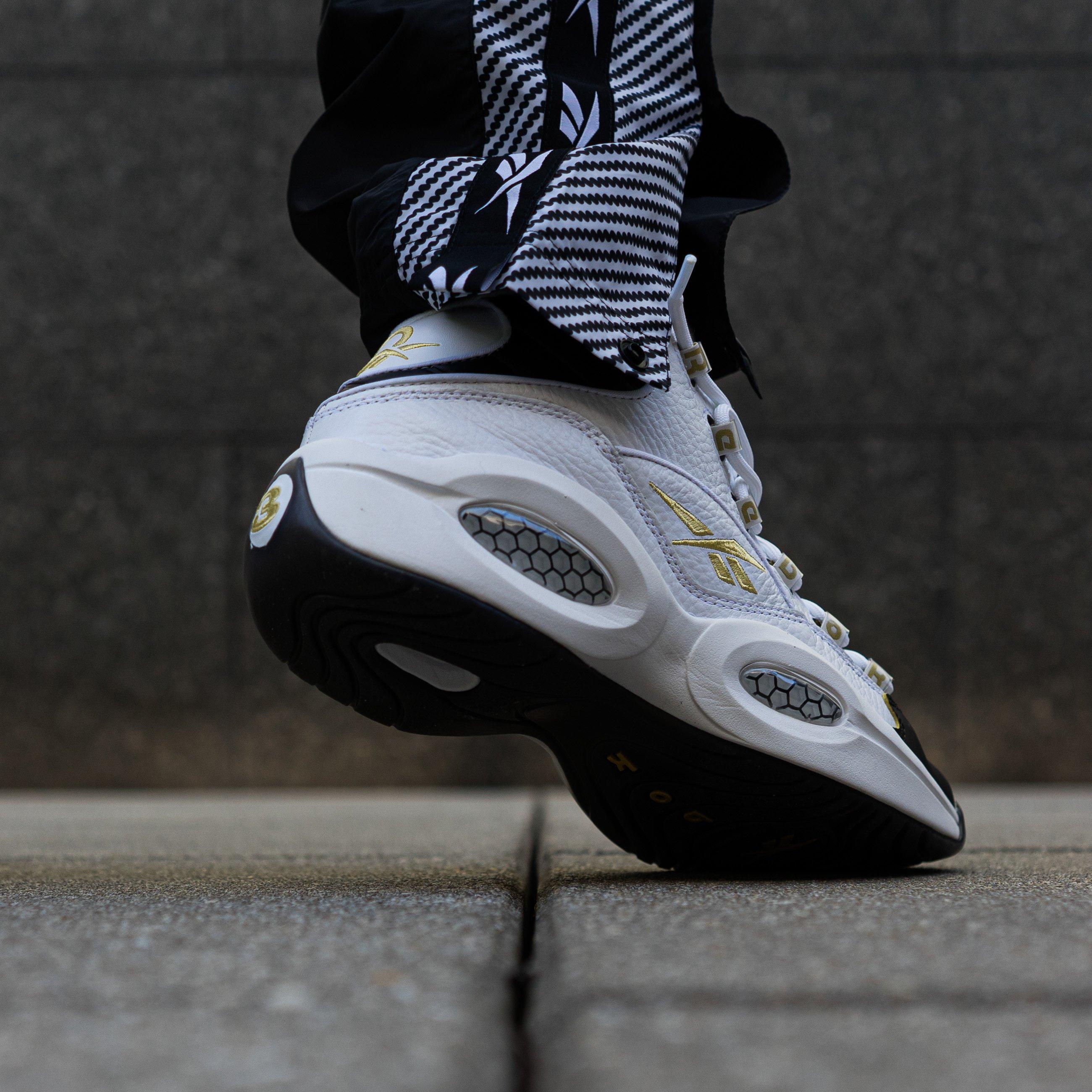 reebok question mid black gold