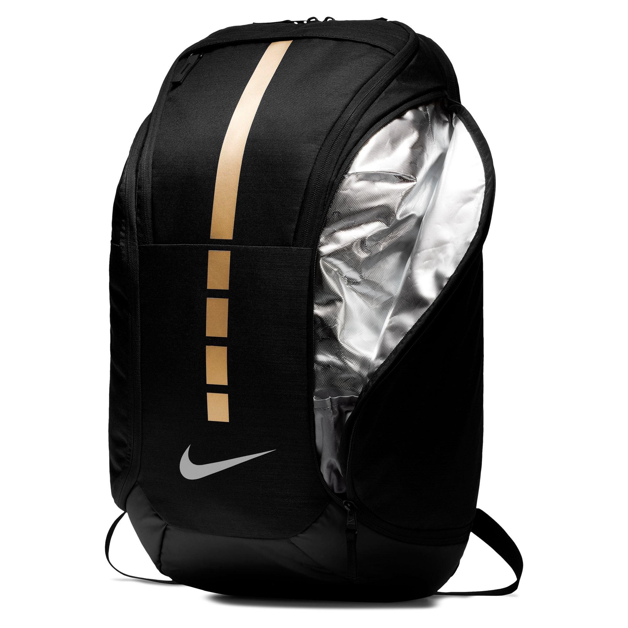 nike hoops elite backpack black and gold