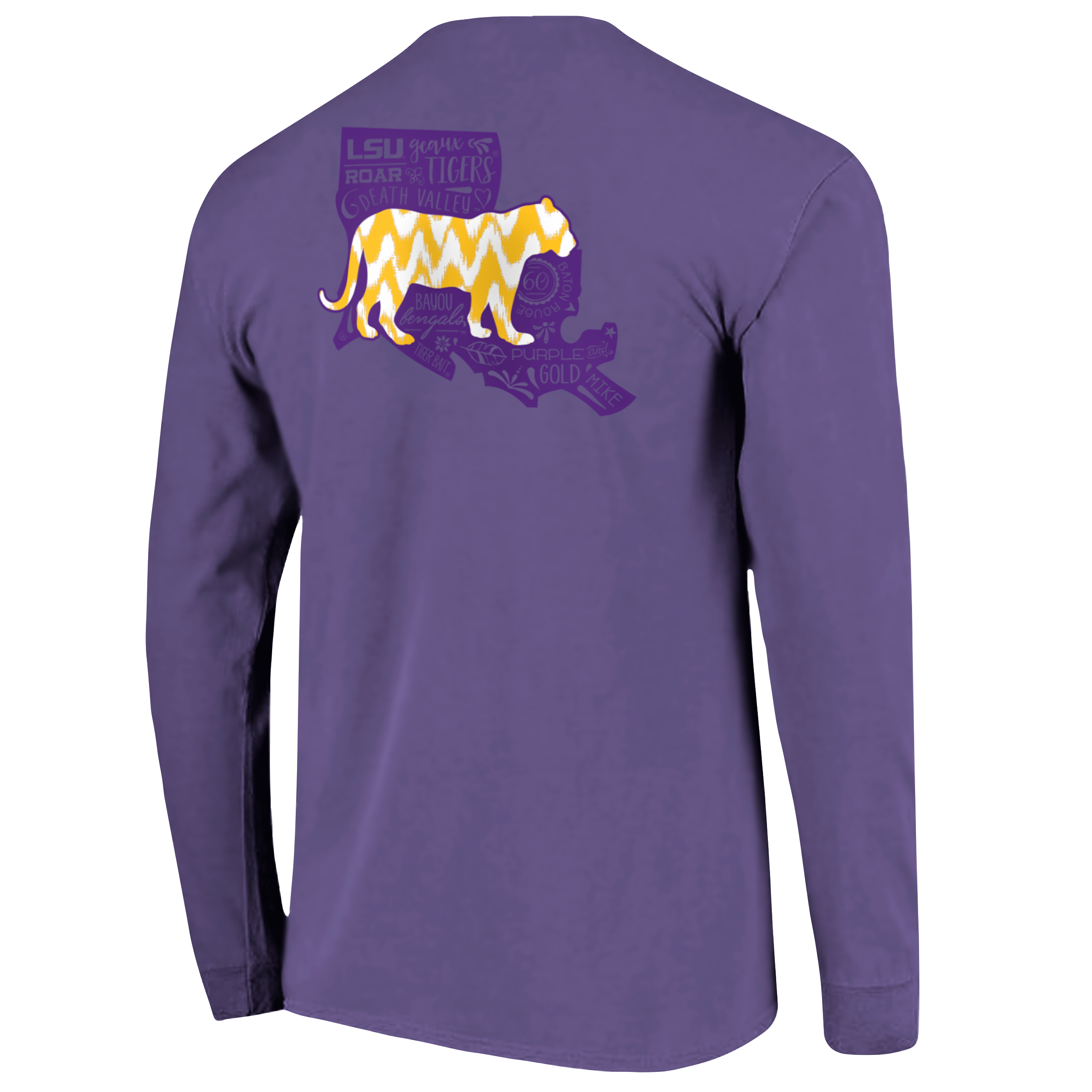 Image One Women S Lsu Tigers Comfort Colors State Mascot Long