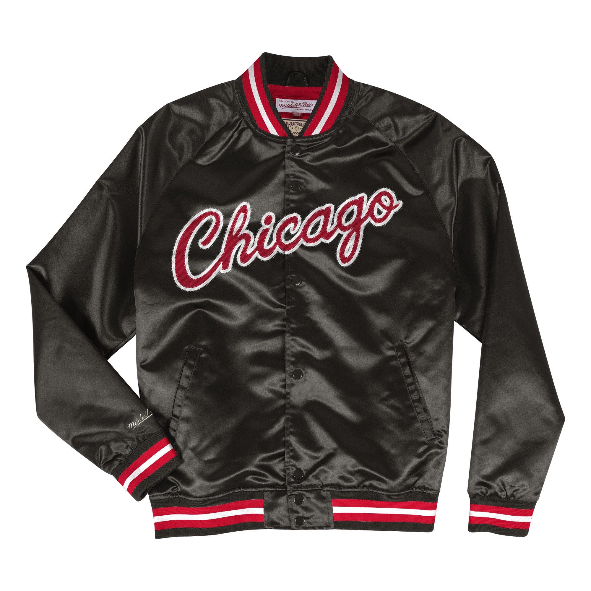 chicago bulls black satin jacket