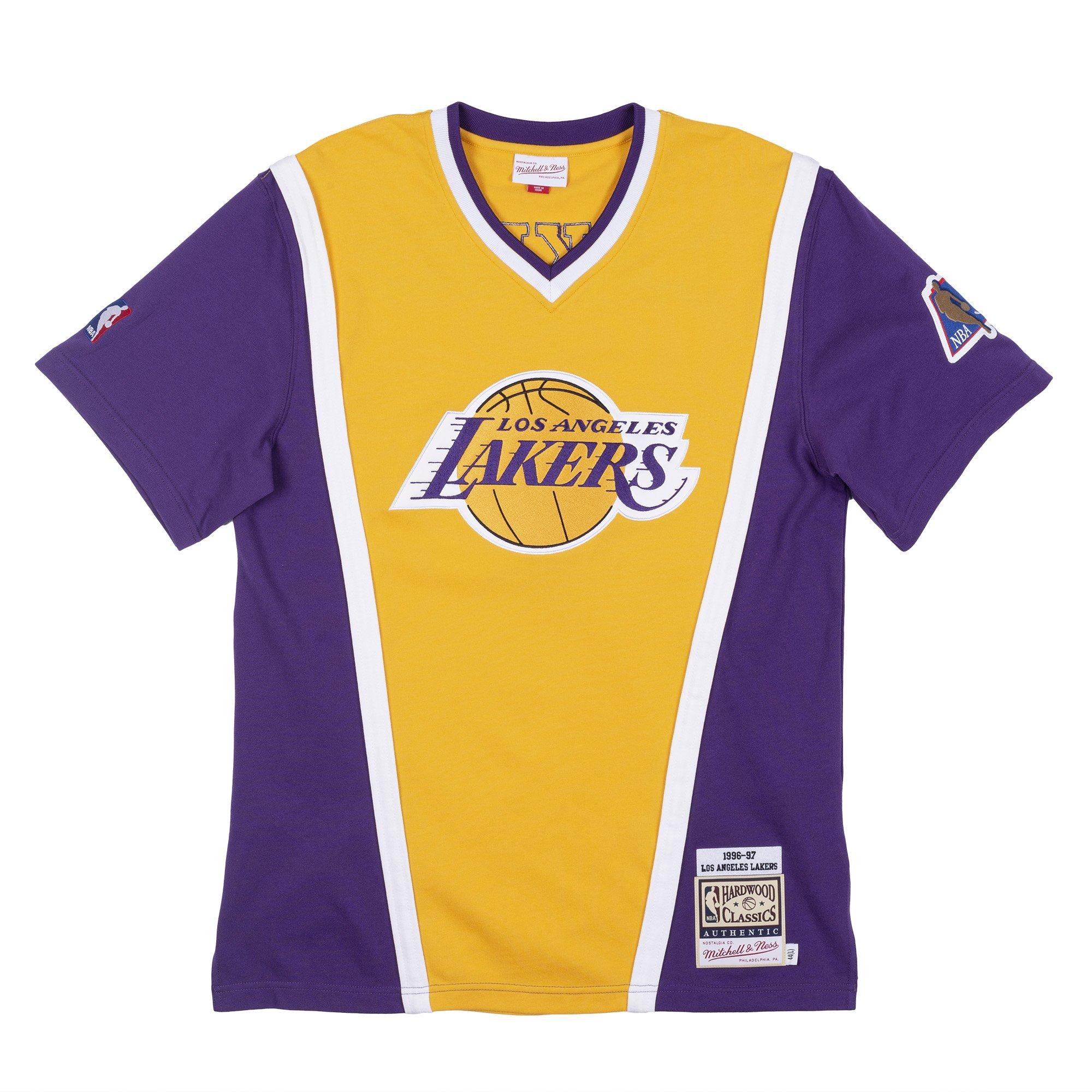 mitchell and ness lakers baseball jersey