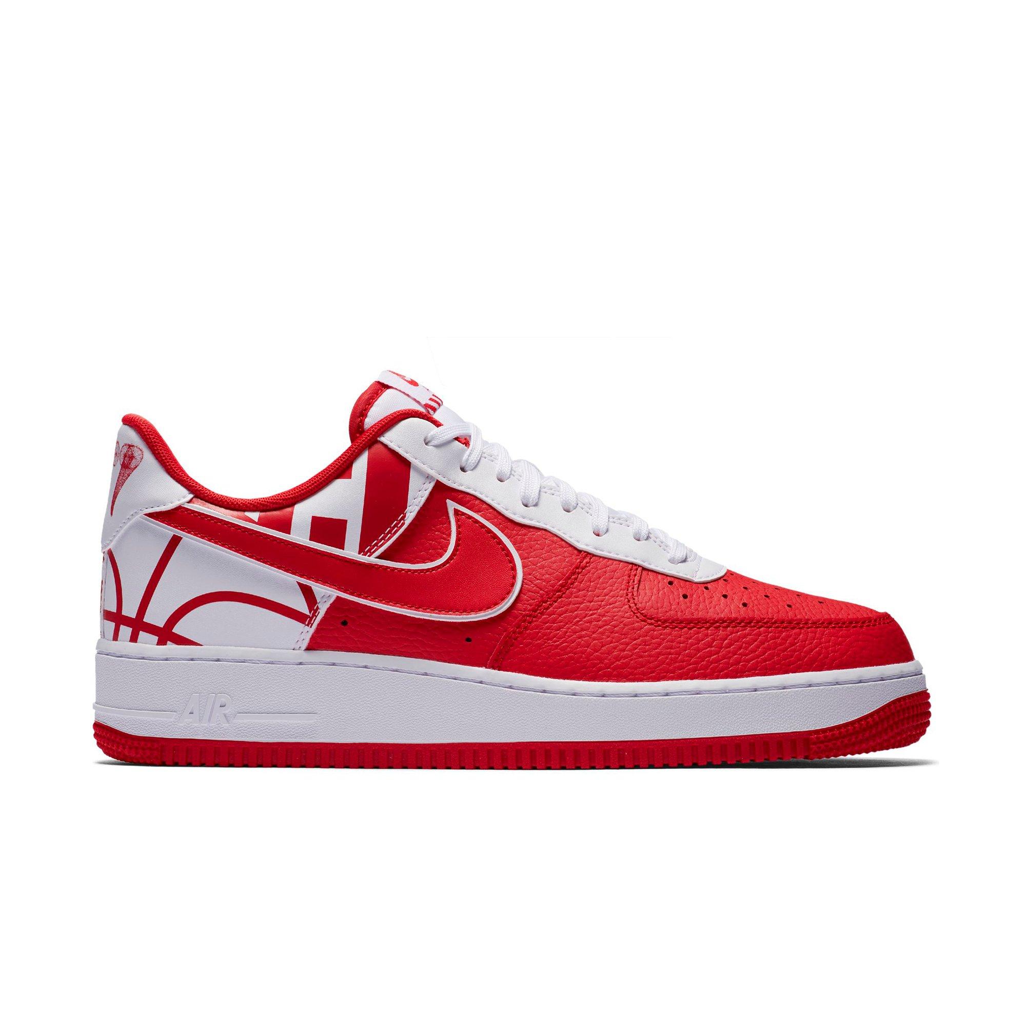 red and white low top air force ones