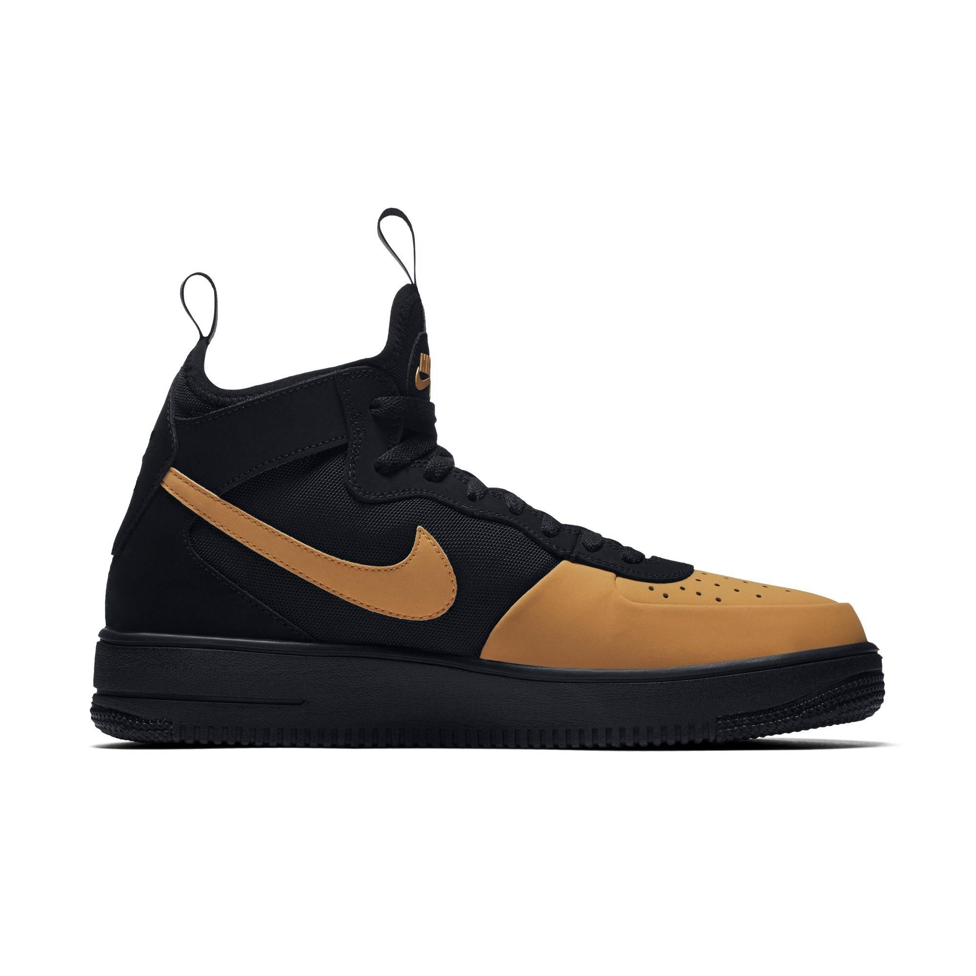 nike air force 1 mid black gold