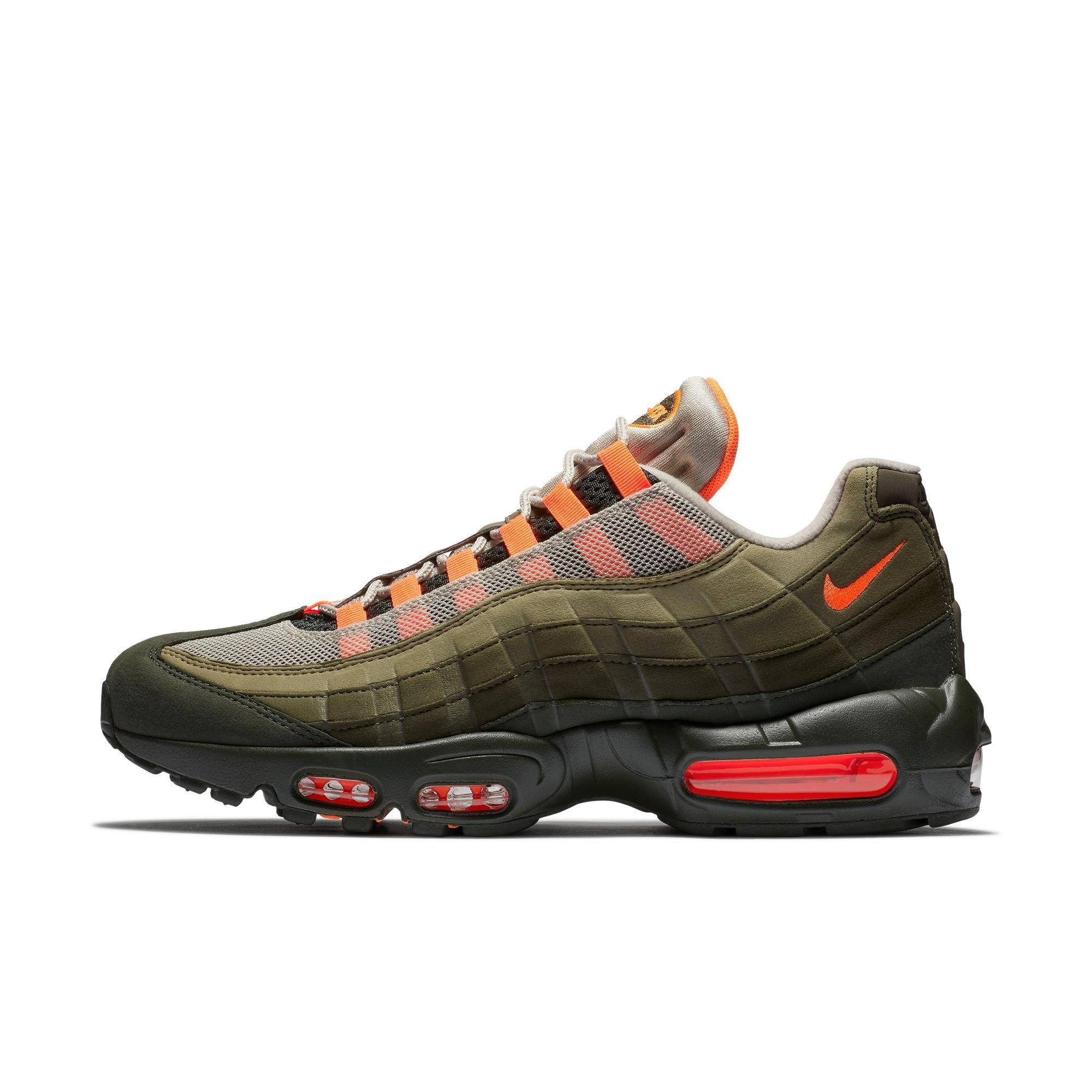 olive green and orange air max 95