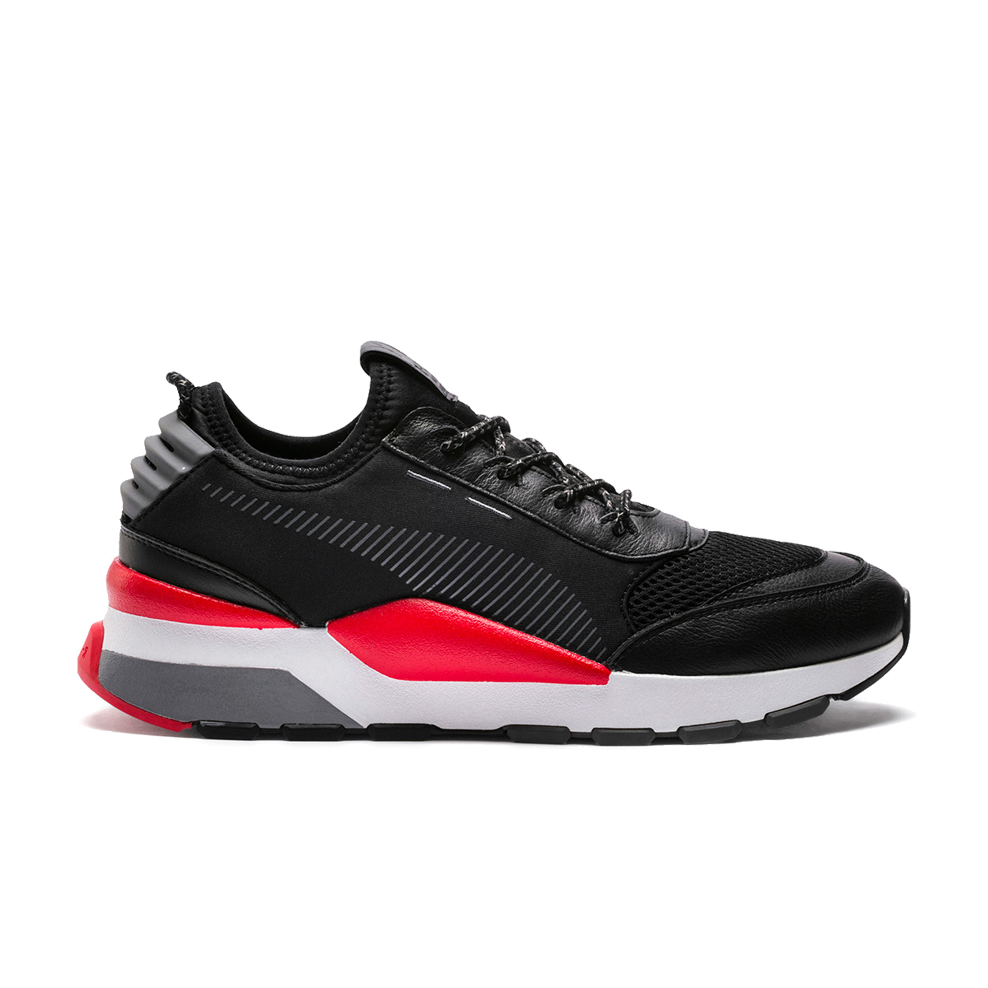 puma black and red shoes