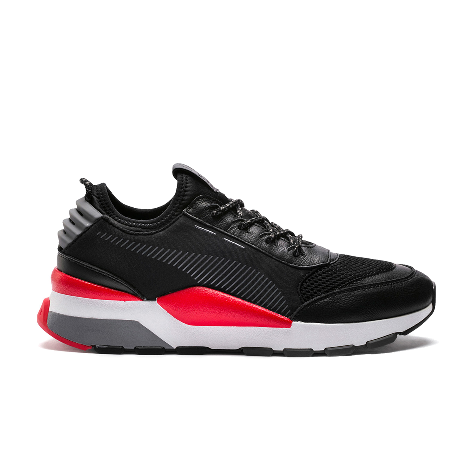 puma shoes black red