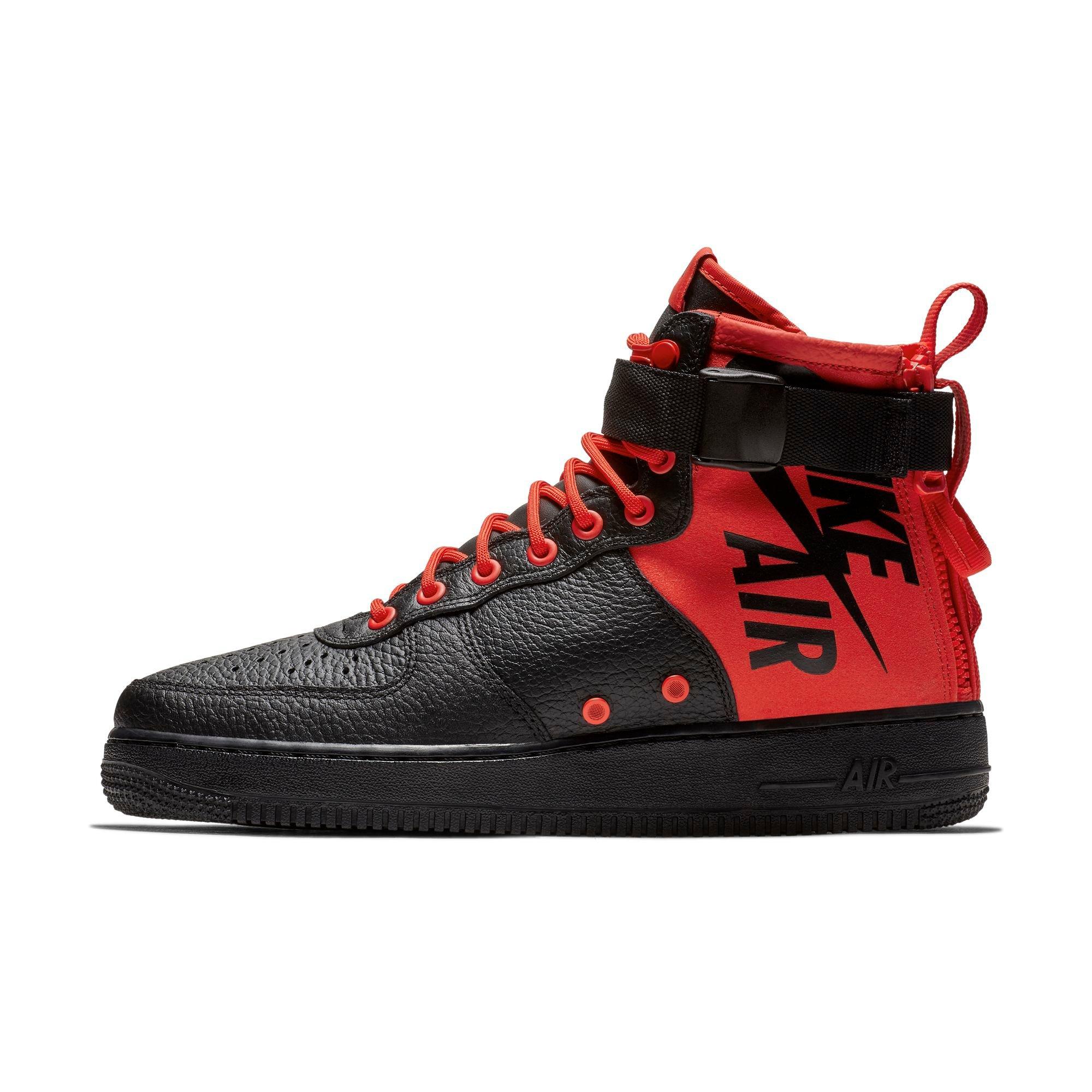 nike sf air force 1 mid habanero red black
