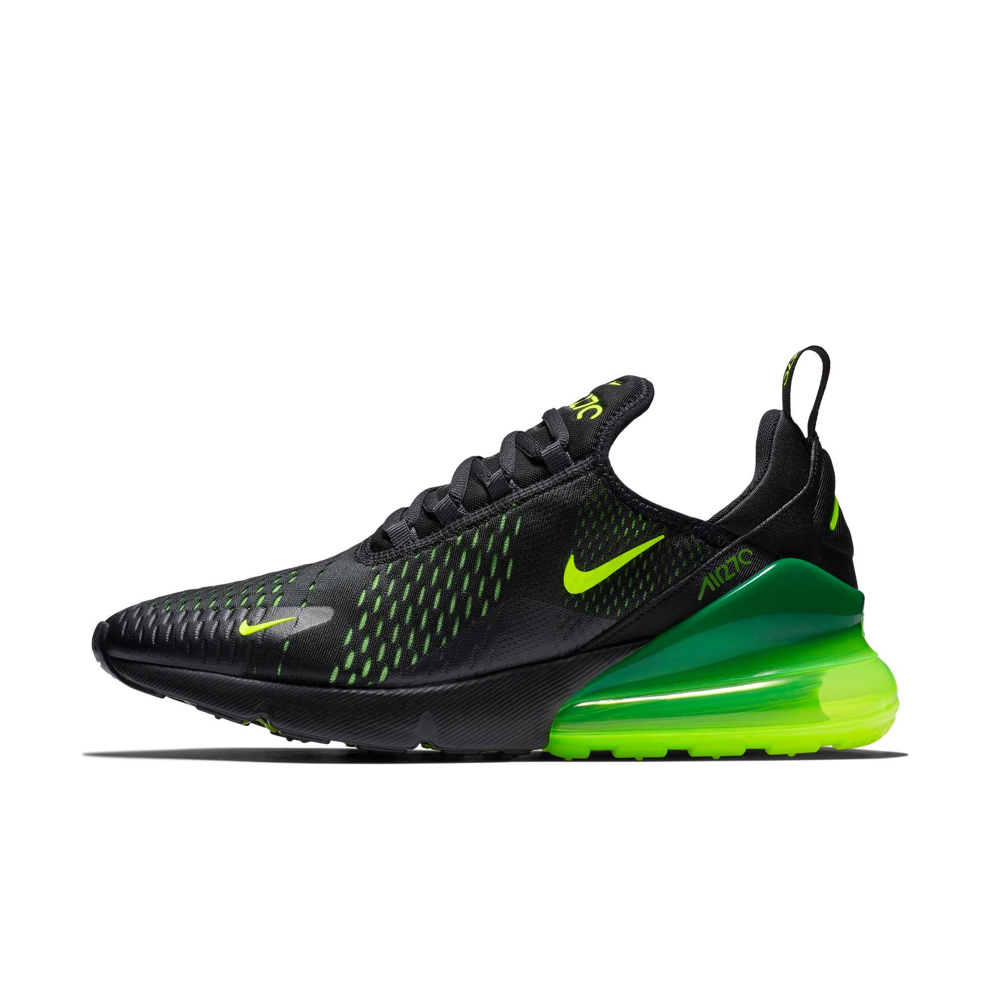 black and lime green air max 270