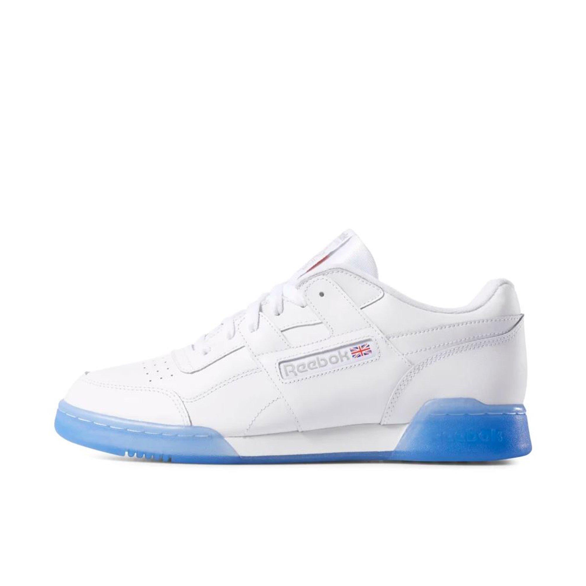 white reebok with bubble gum bottom