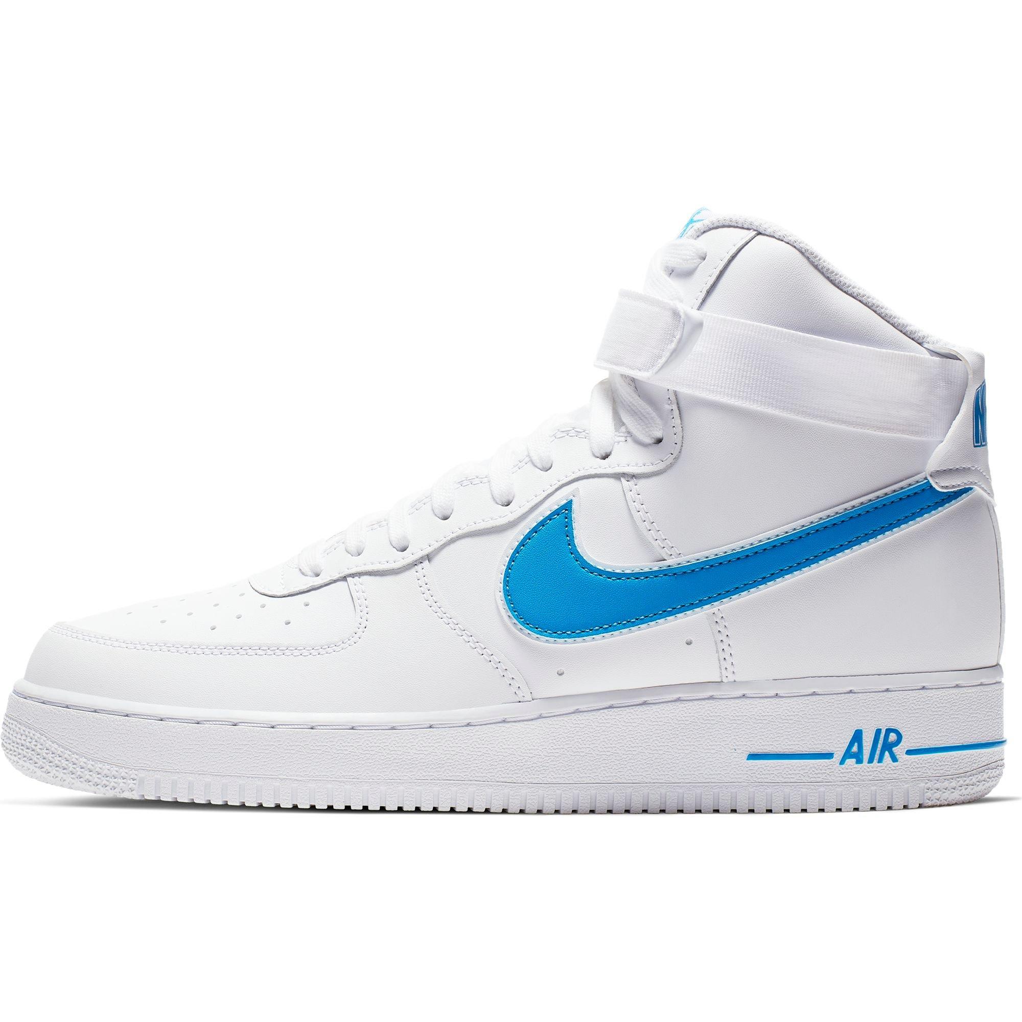 nike white and blue high tops