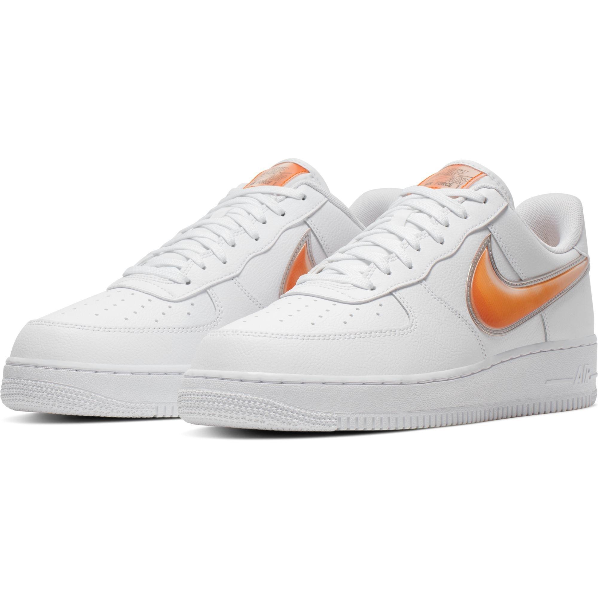 orange and white air force 1s