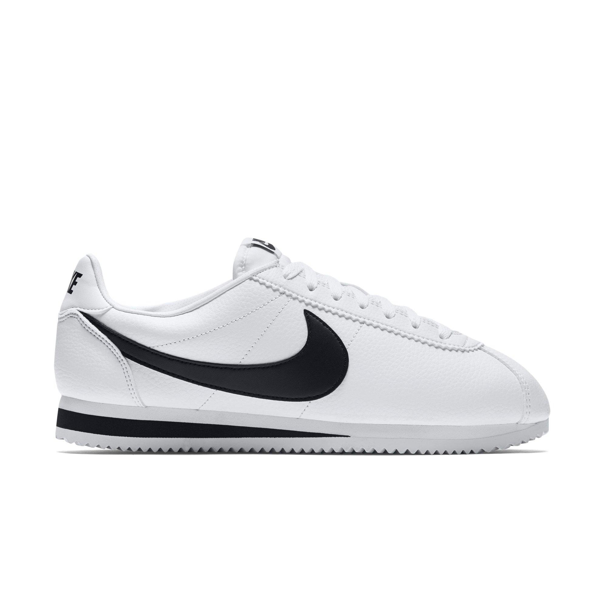nike cortez black and white leather mens