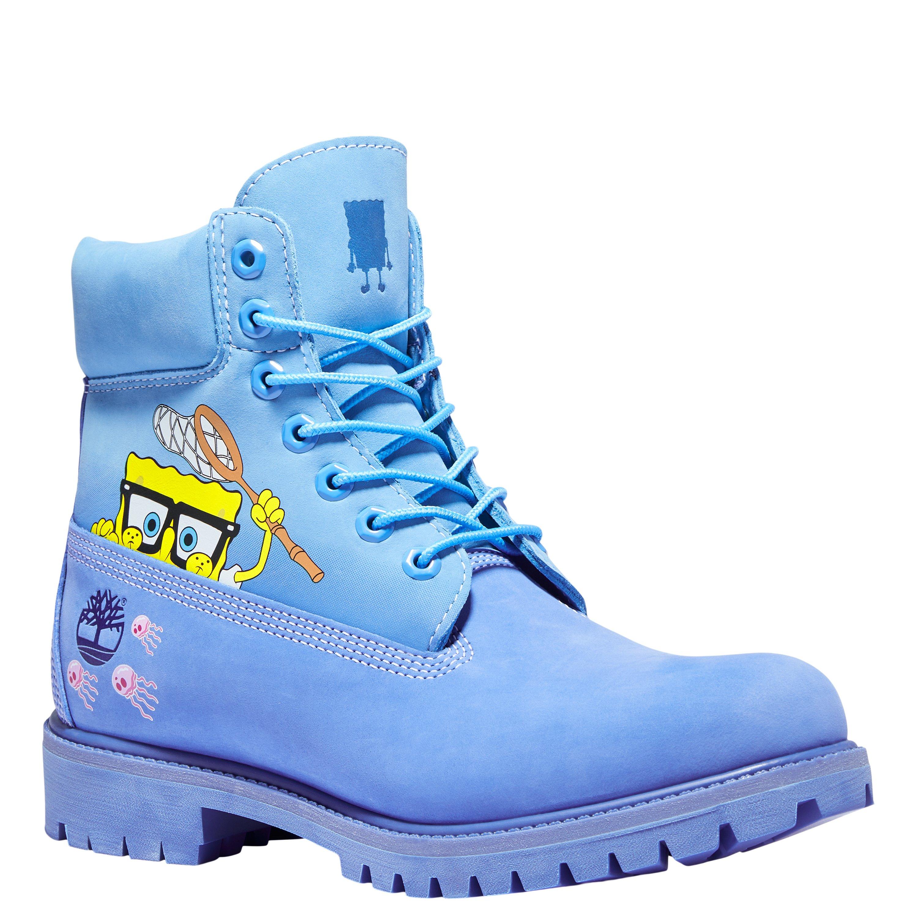 blue and white timbs