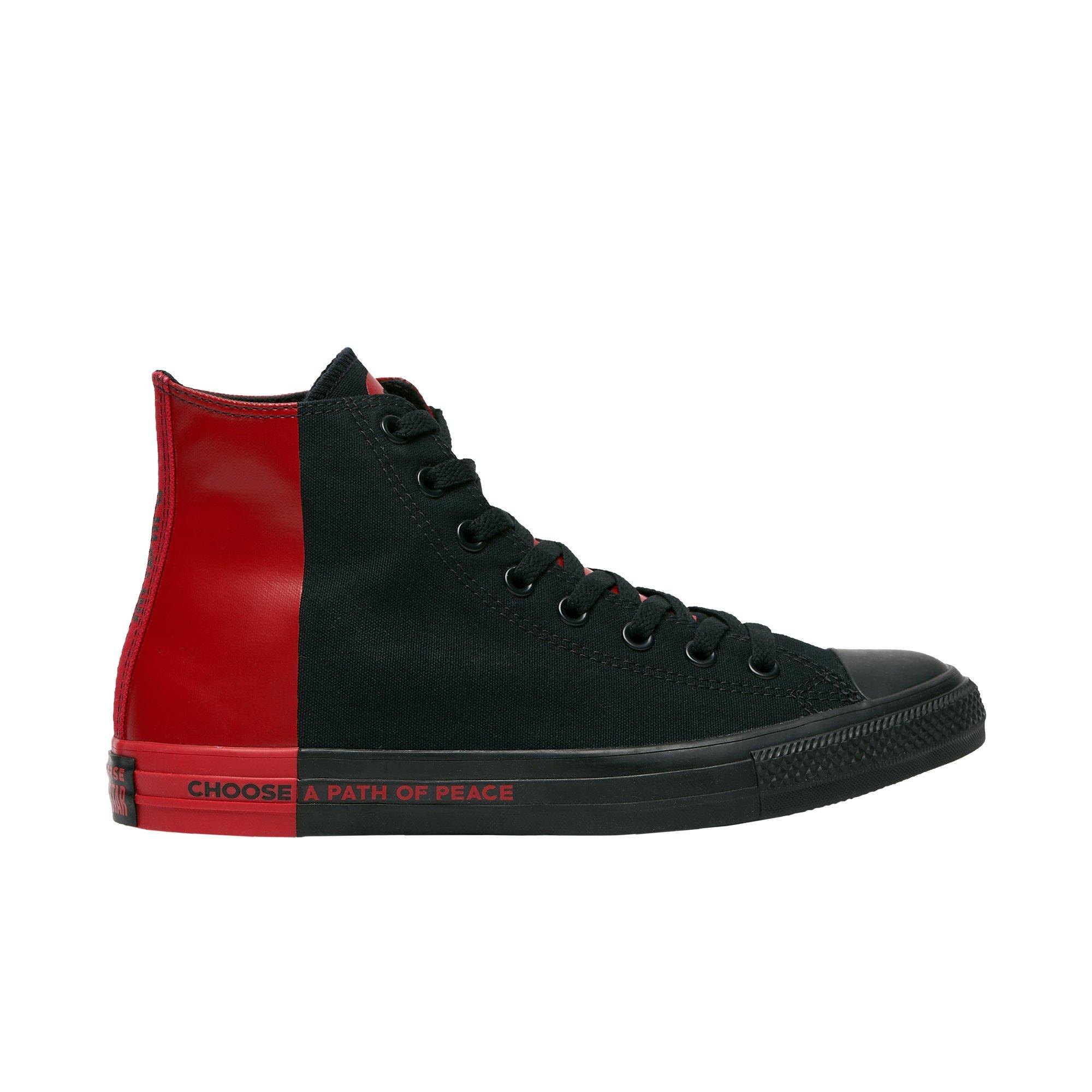 black and red chuck taylors