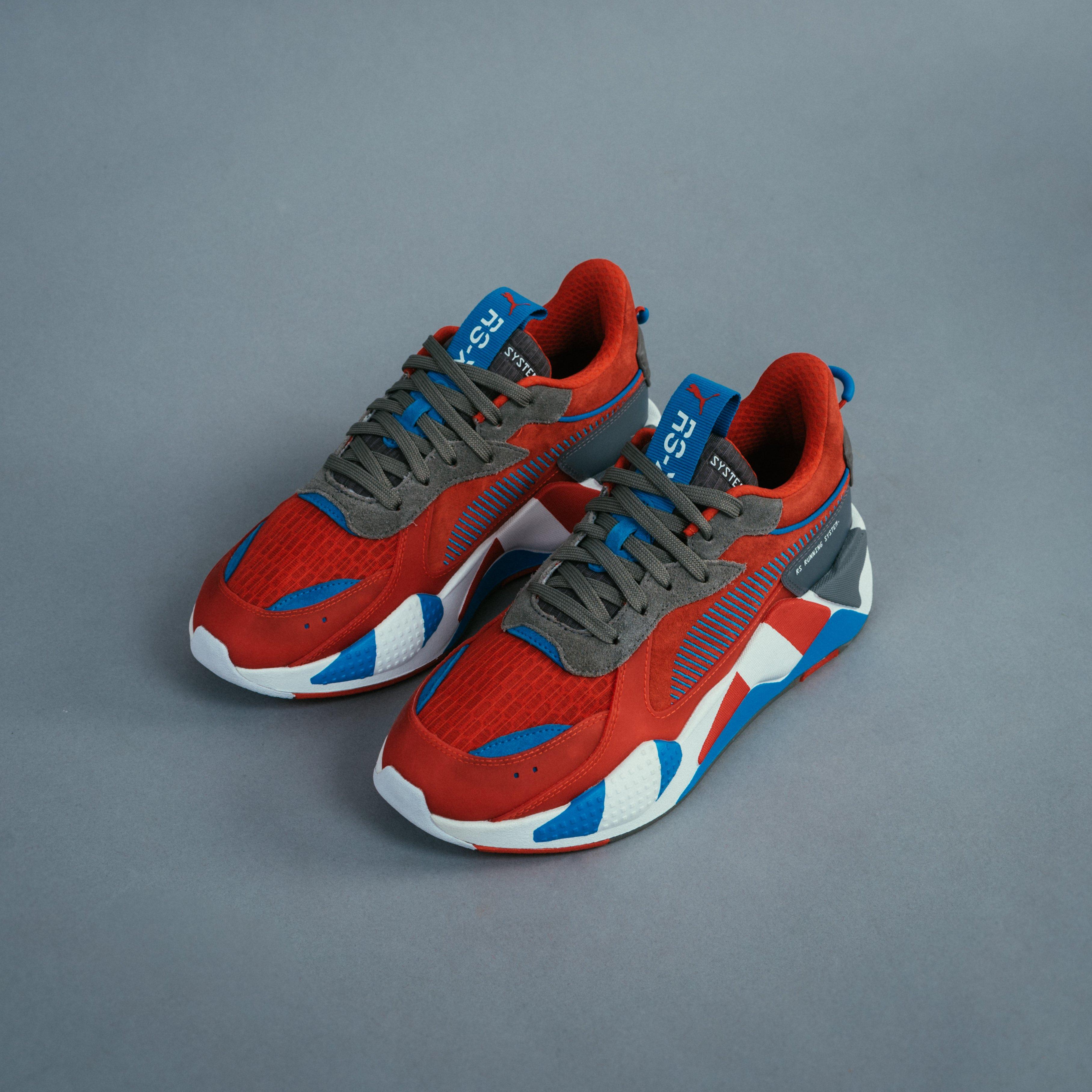 puma red and blue boots