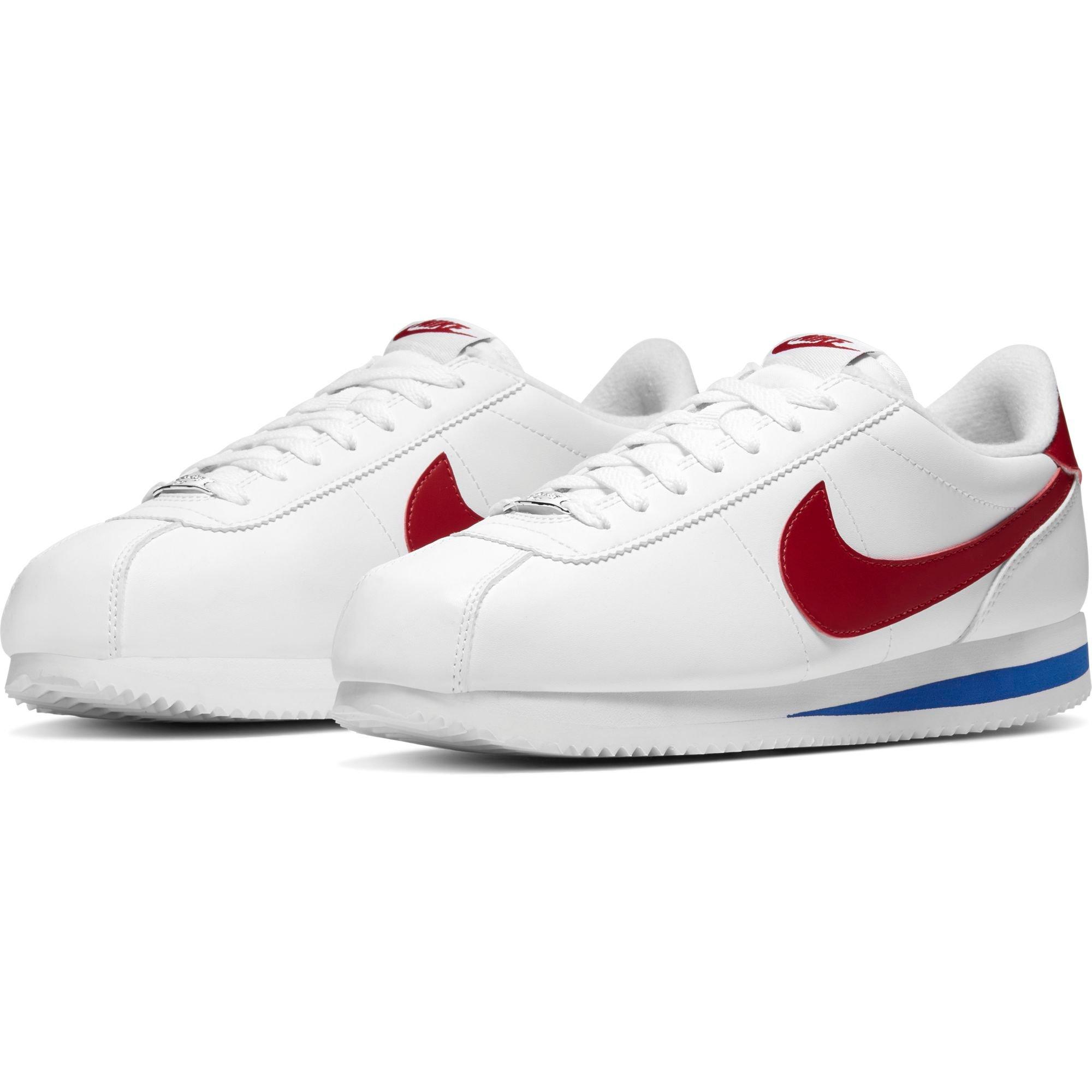 nike cortez leather white red blue