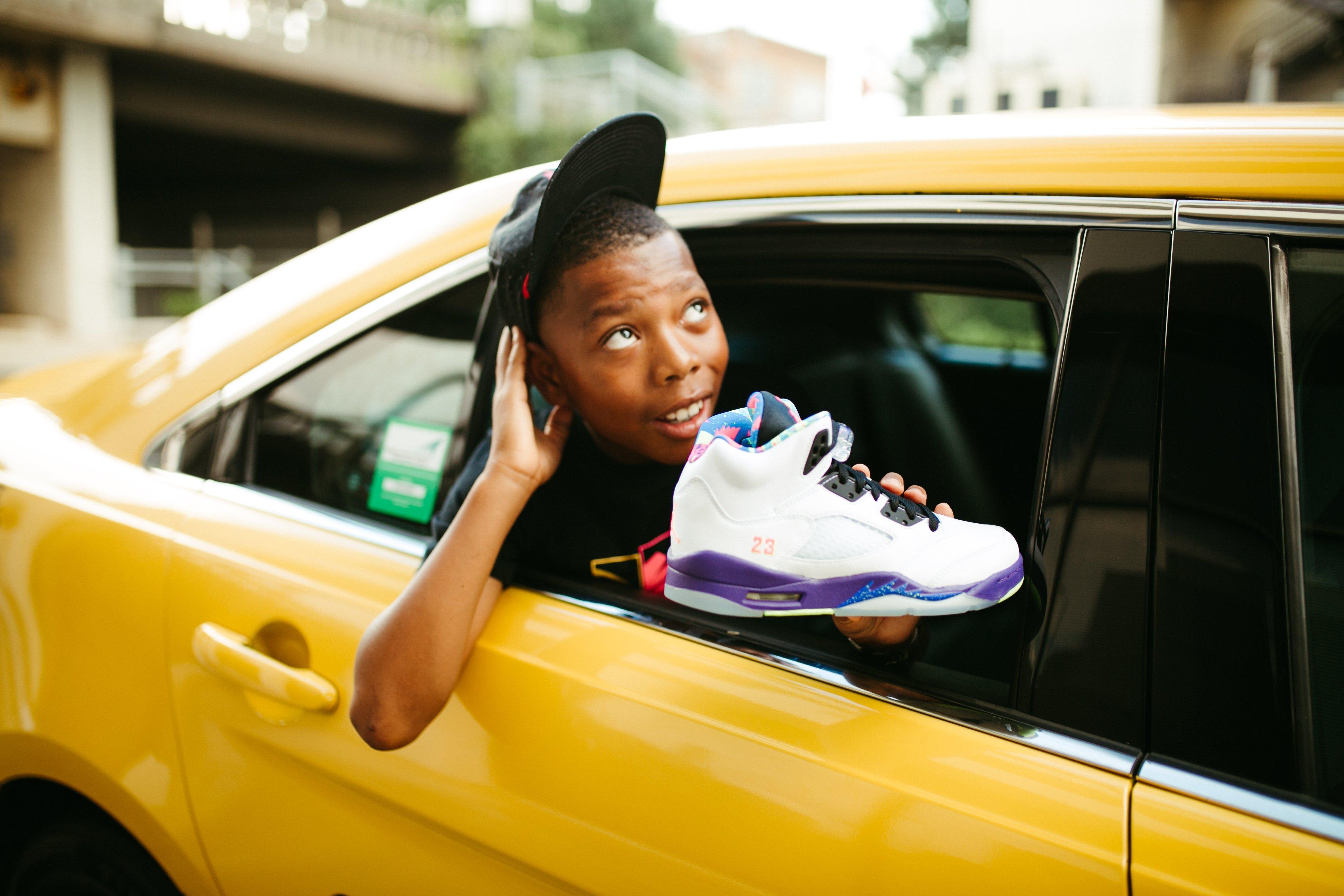 white ghost green court purple retro 5