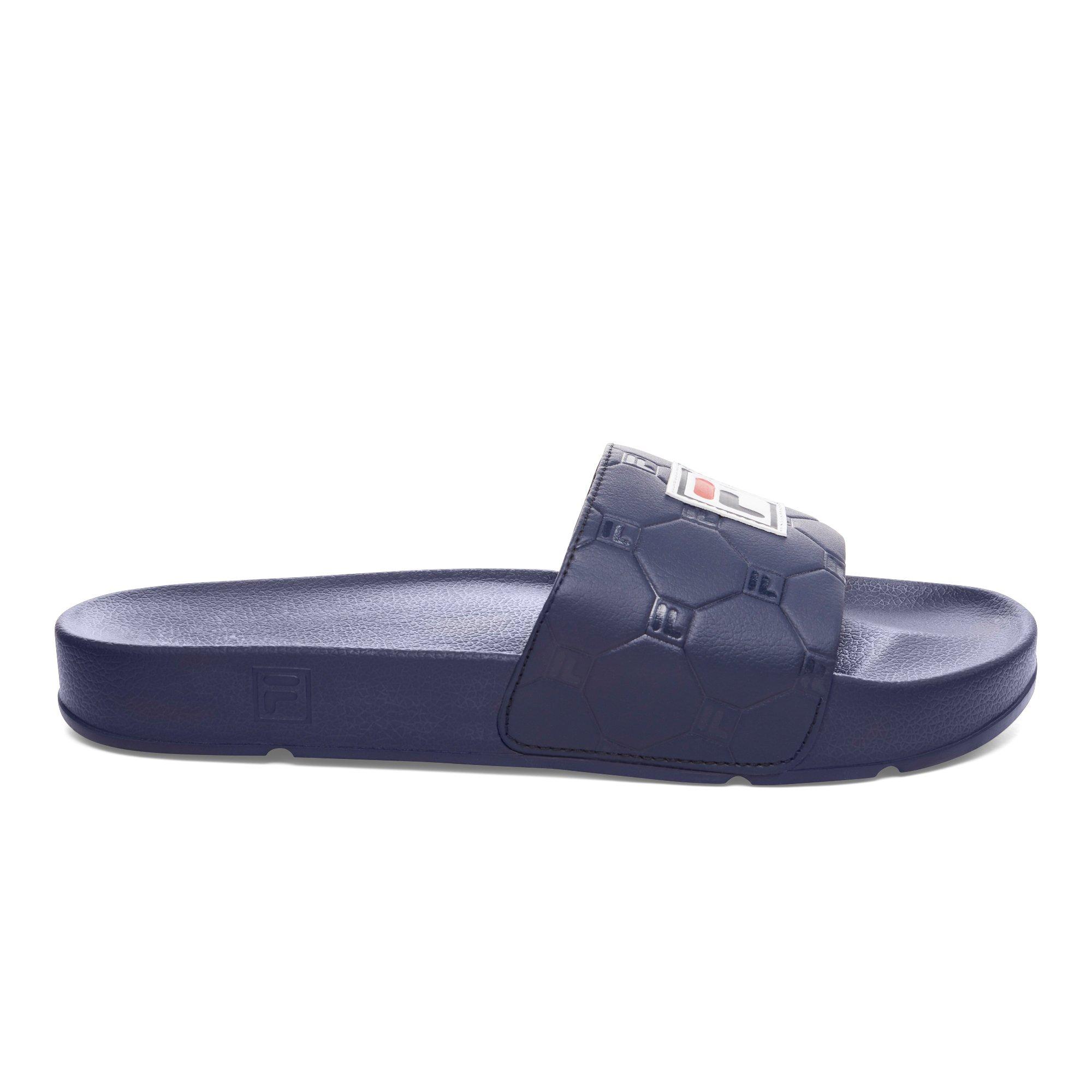 navy blue fila slides