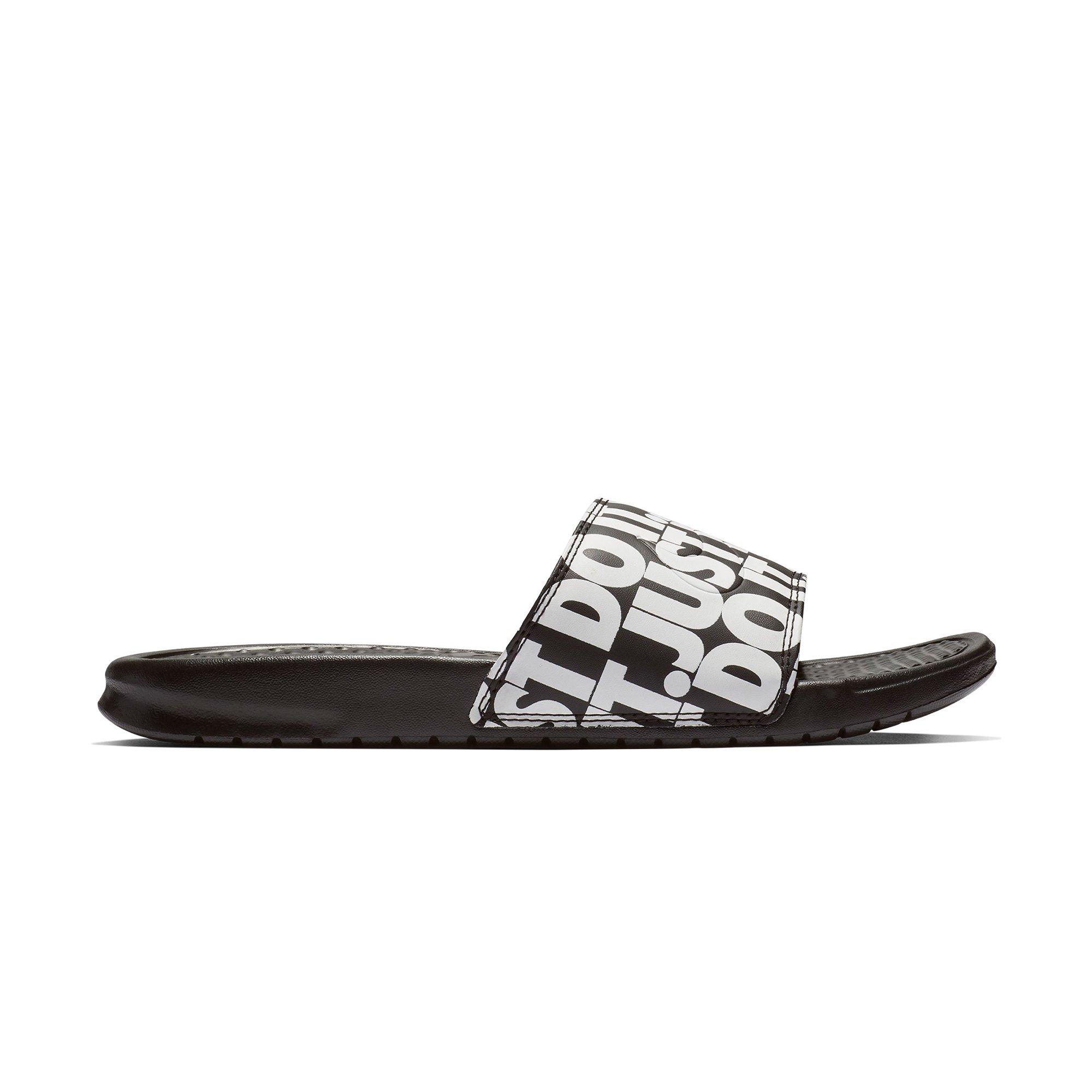 nike slides men black and white