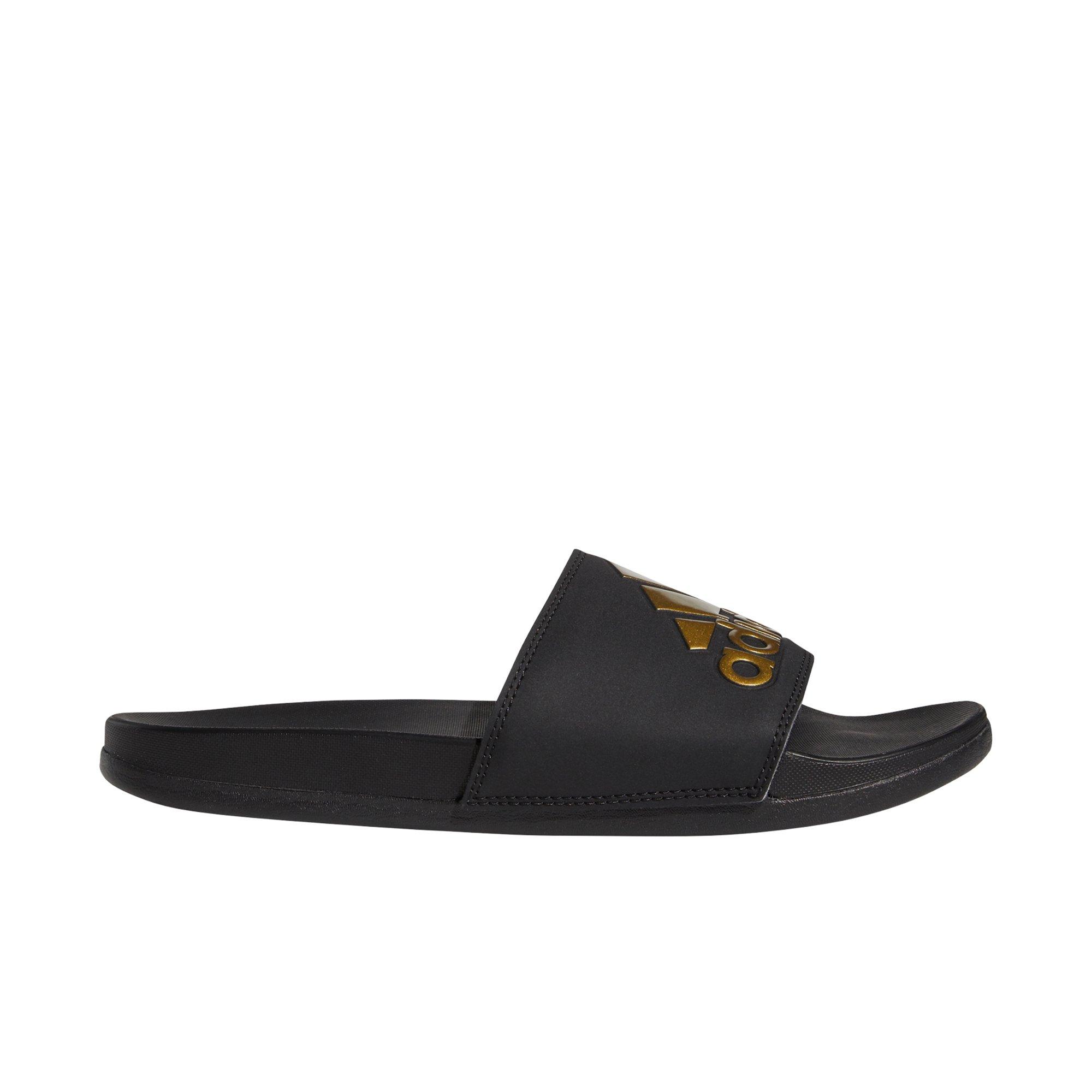 black gold adidas slides