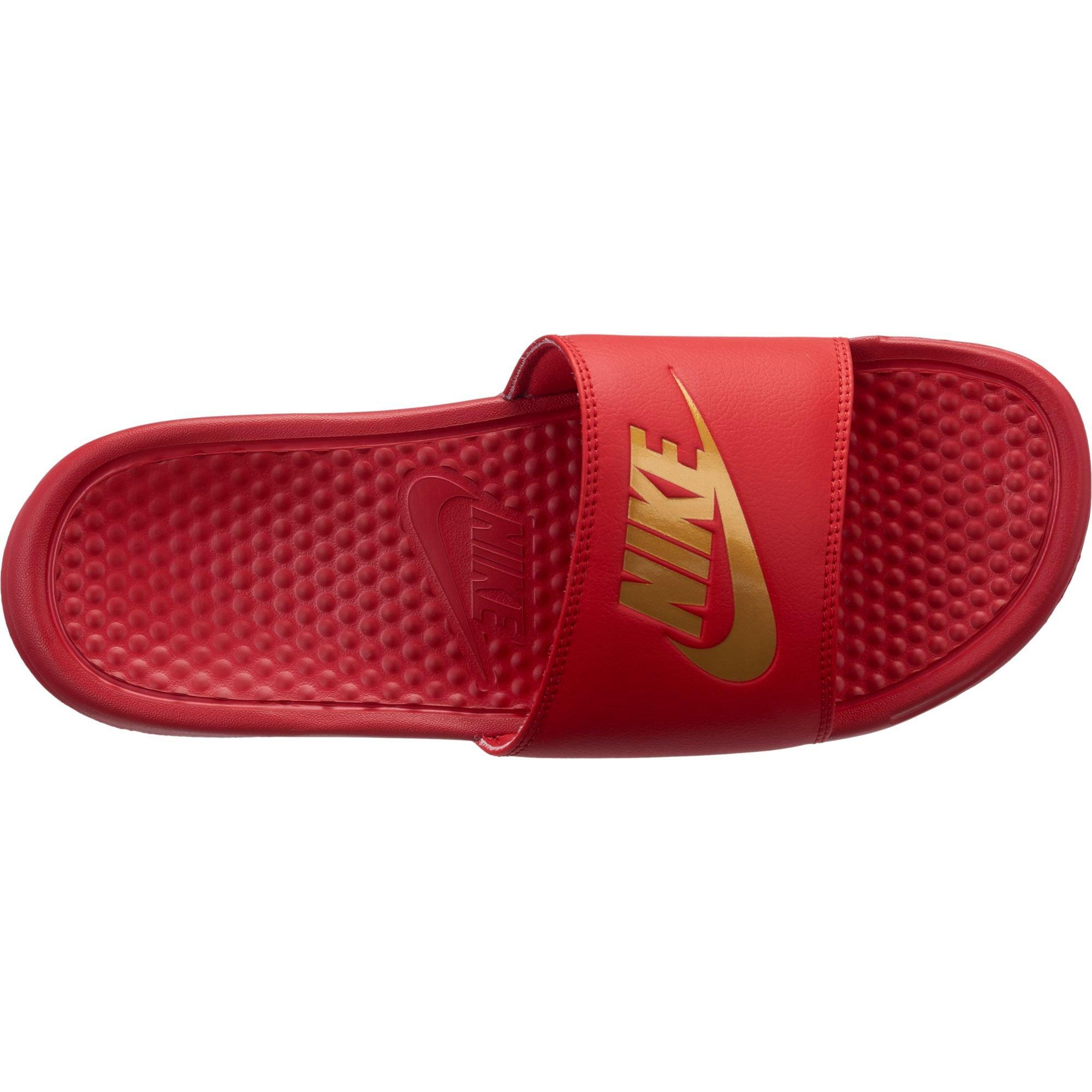 maroon and gold nike slides