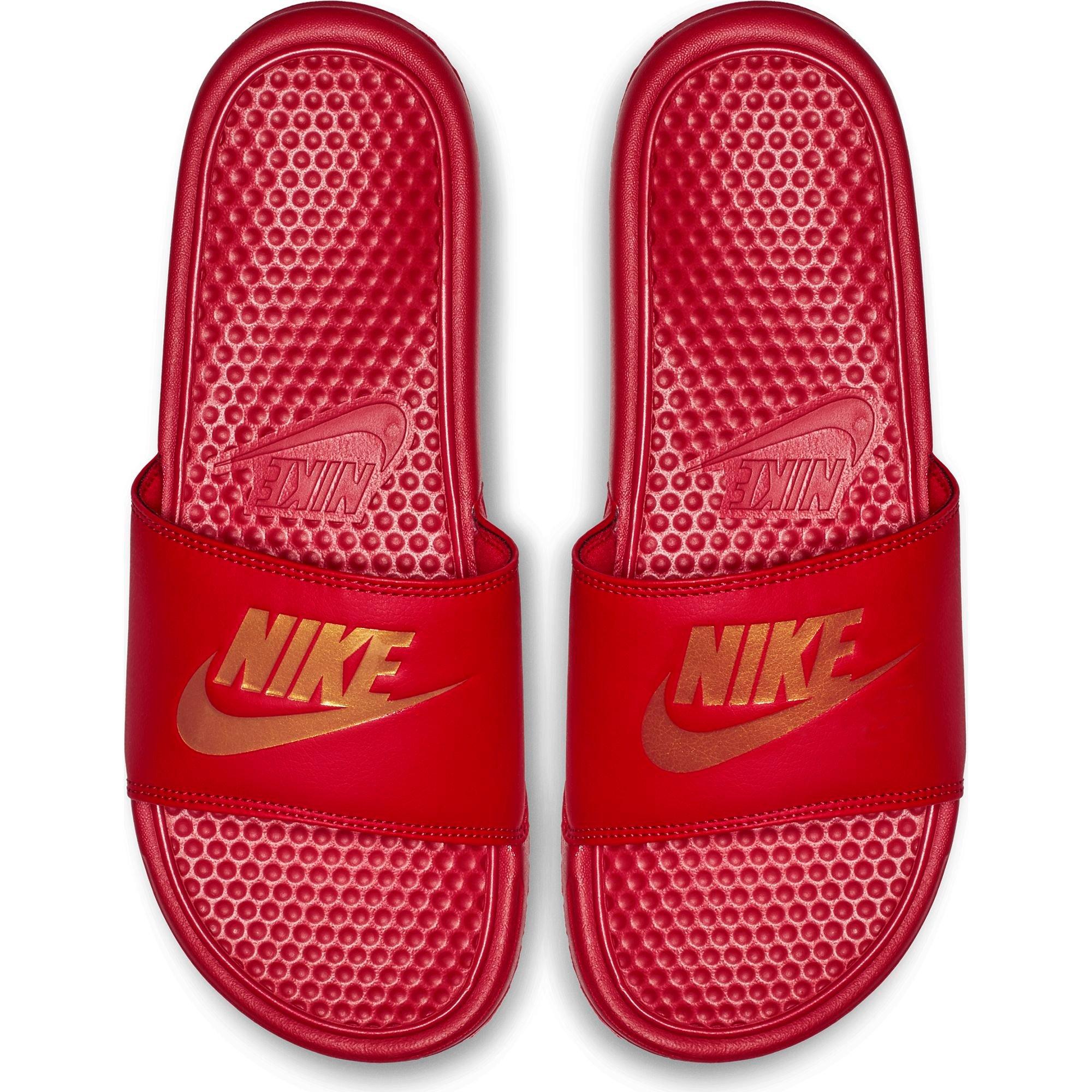 nike slippers red and gold