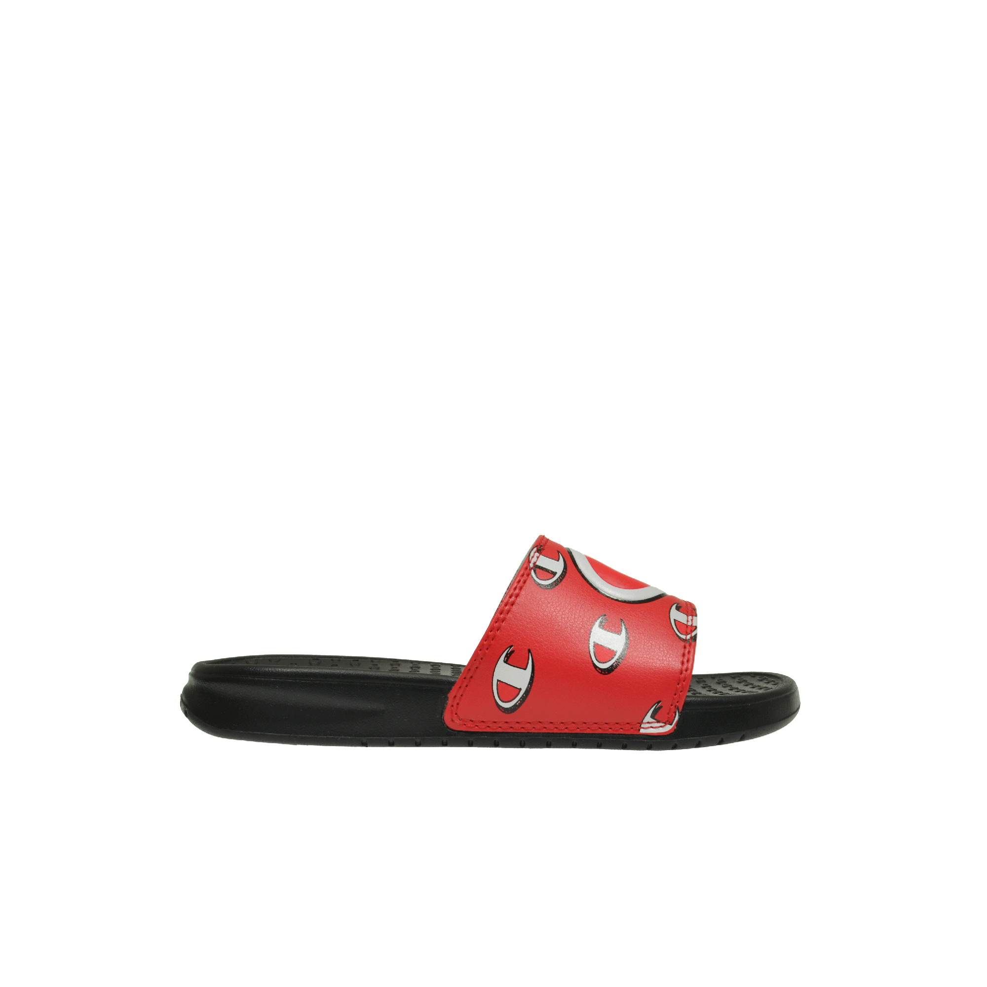 black and red champion slides