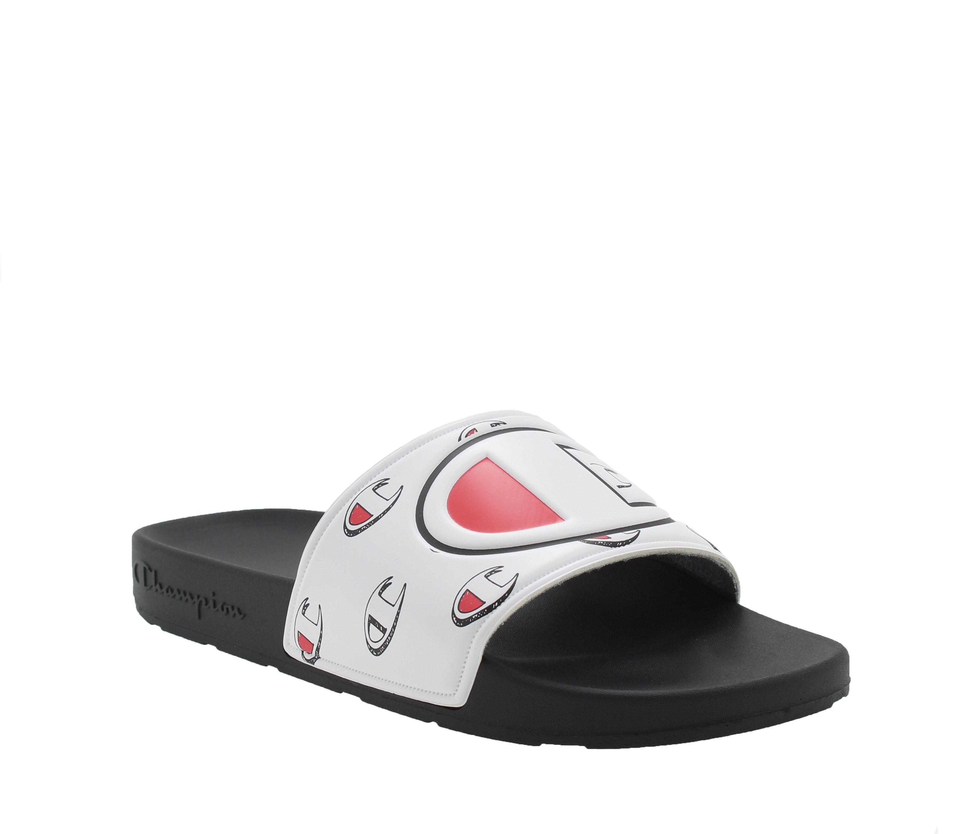 red and white champion slides