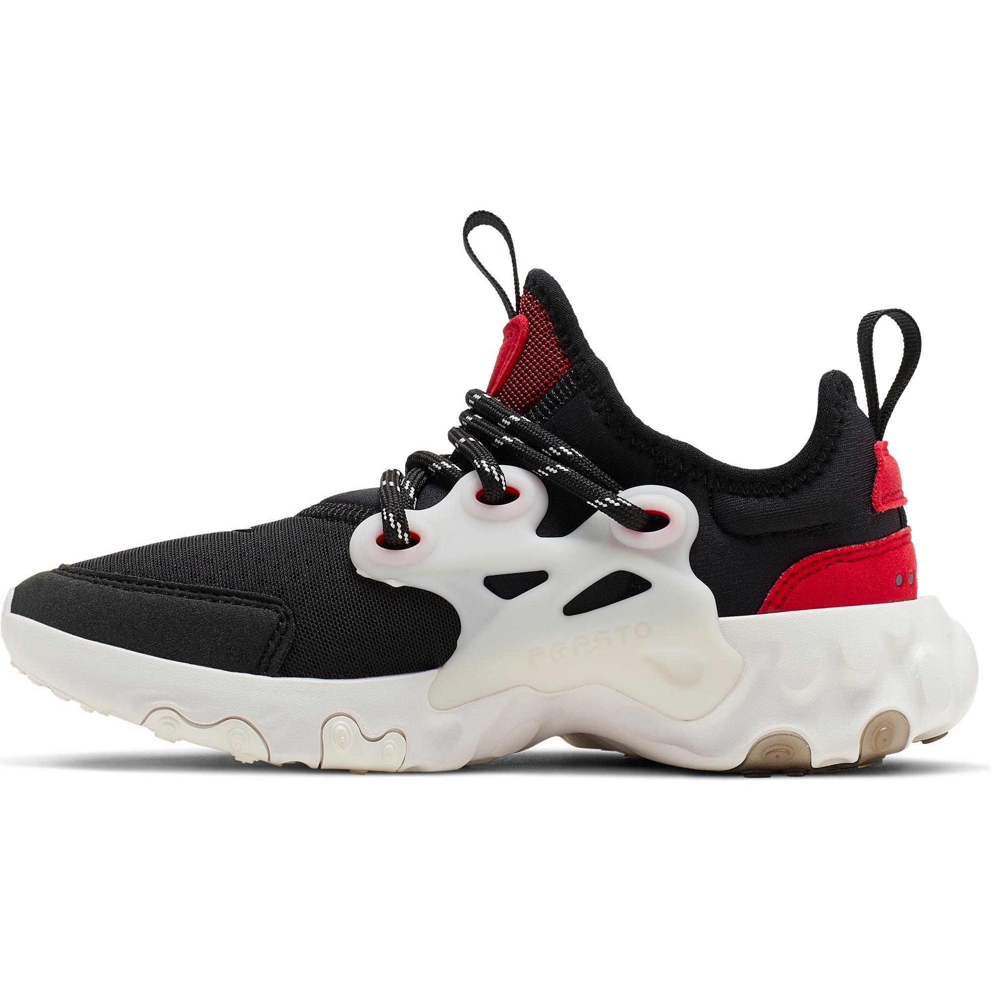 nike react presto black phantom red on feet