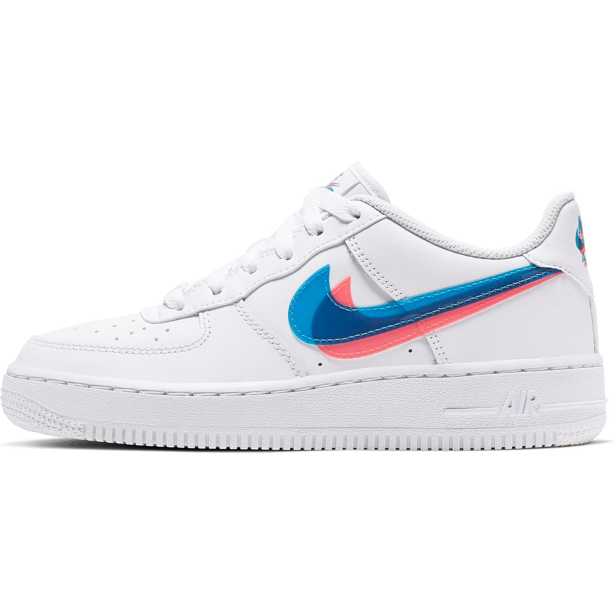 white & blue air force 1 lv8 3 trainers