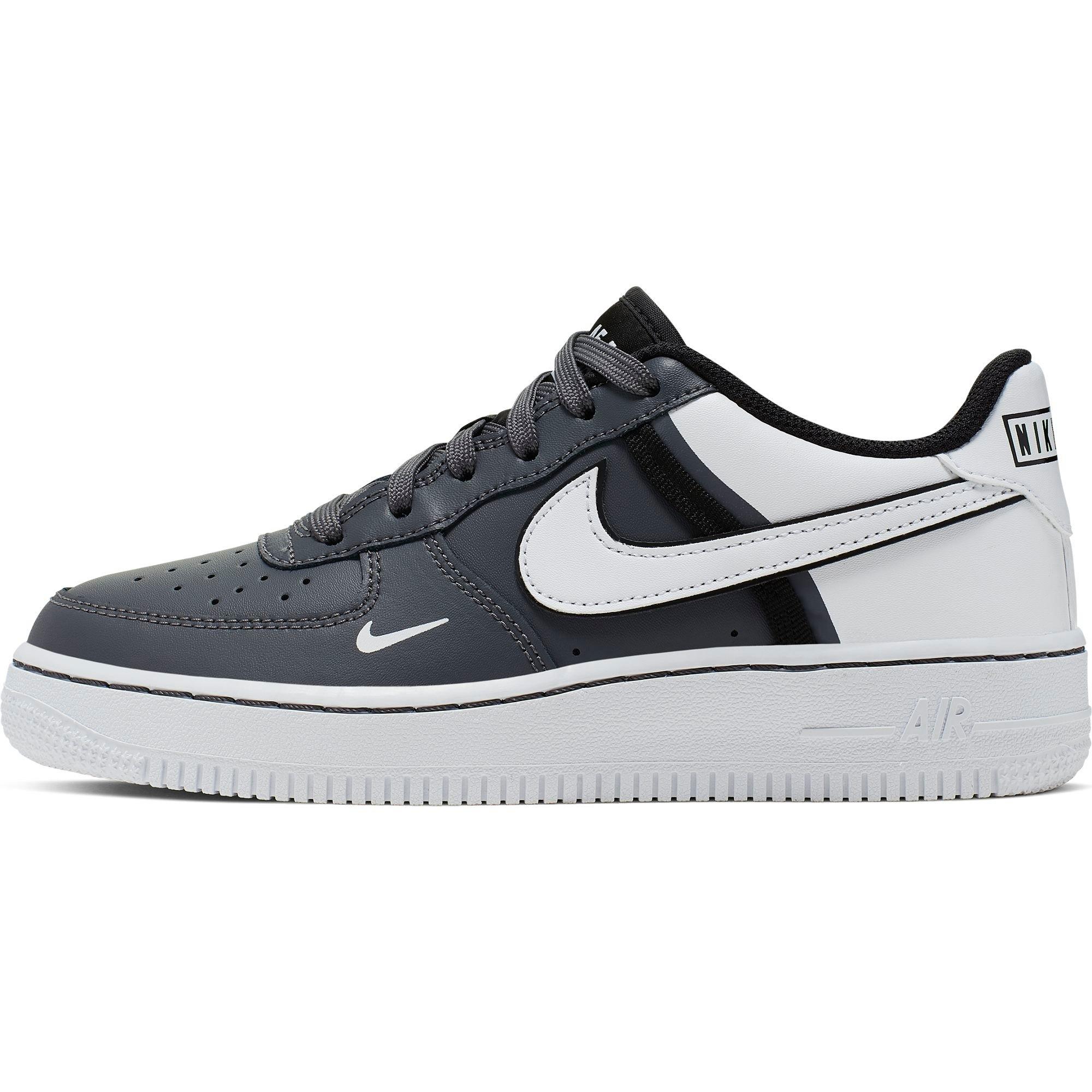 black white and gray air force ones