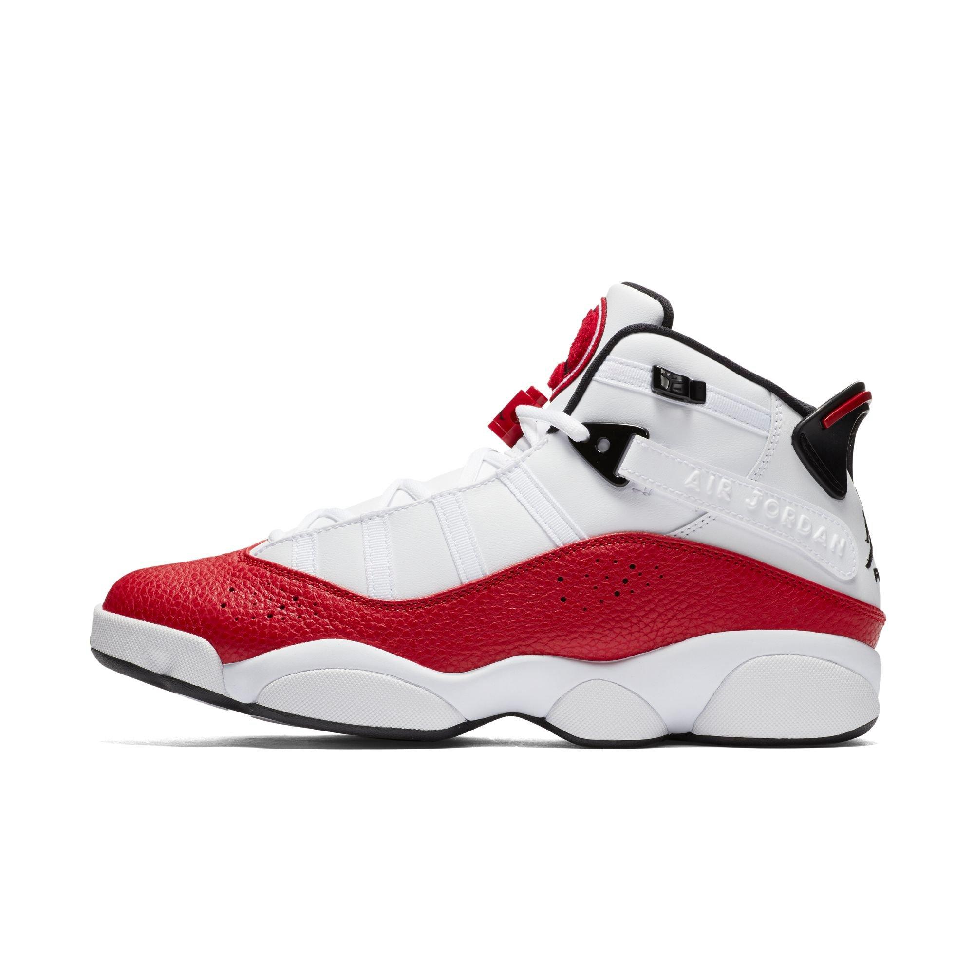6 rings jordans red black white
