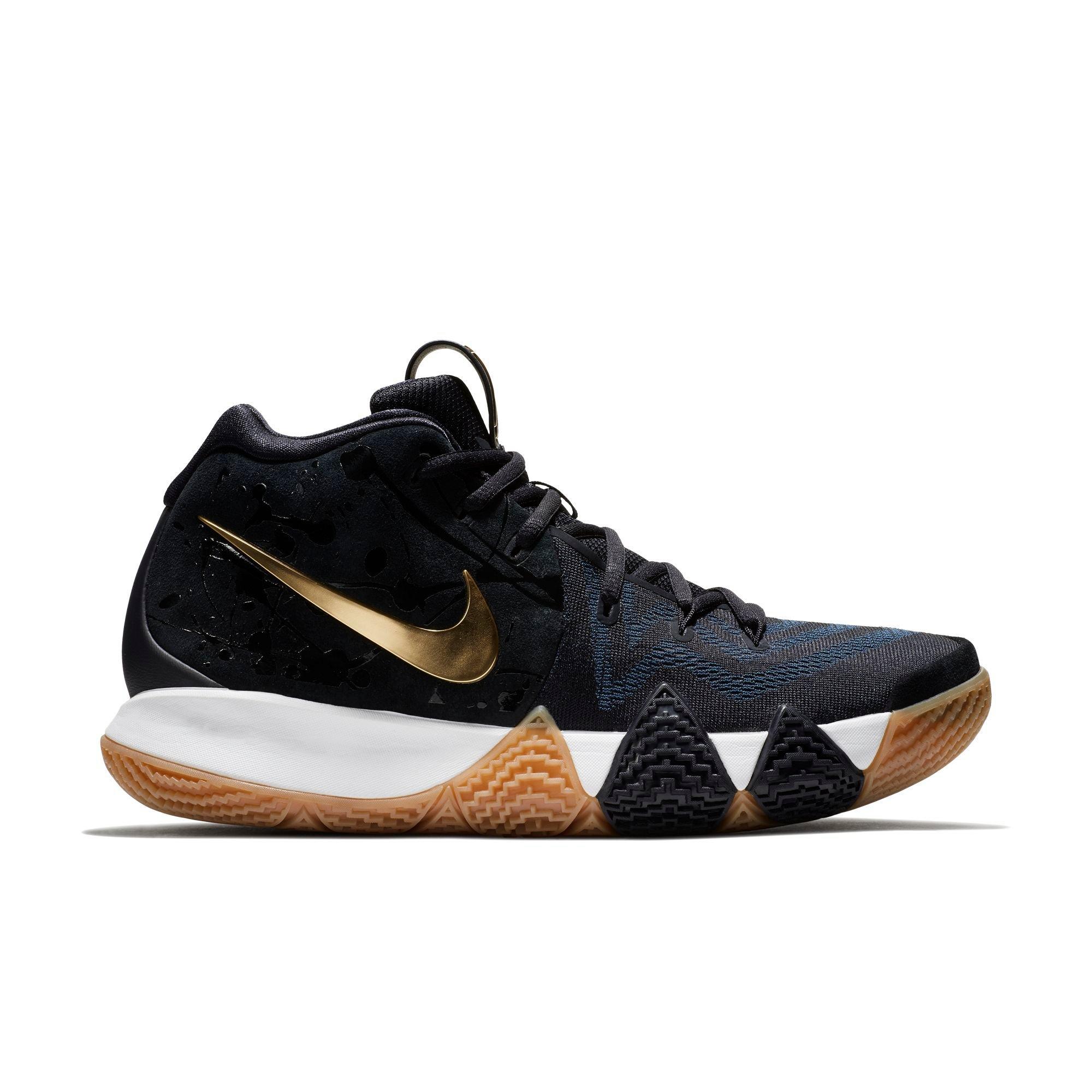 kyrie 4 black white gold