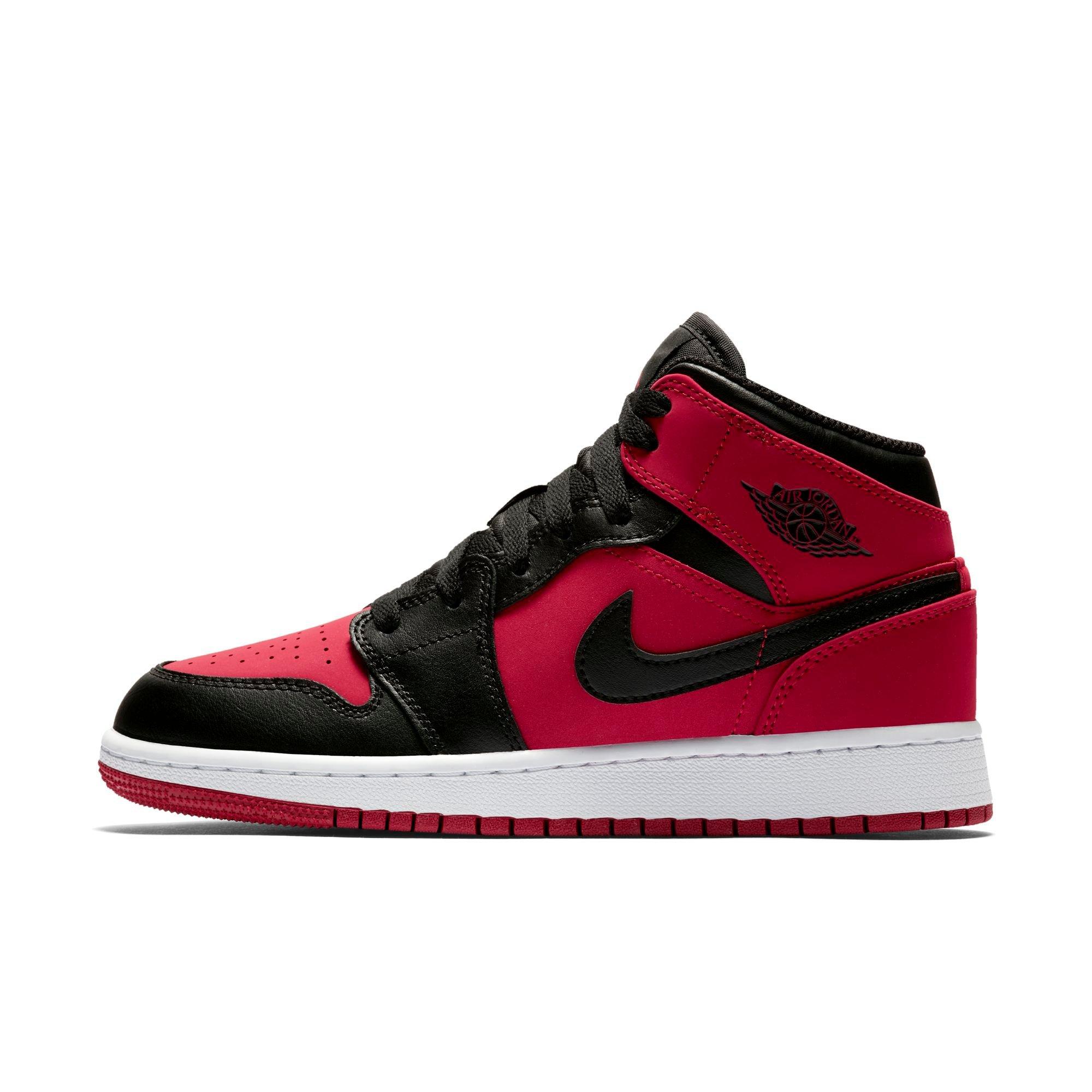 black white and red jordan 1s