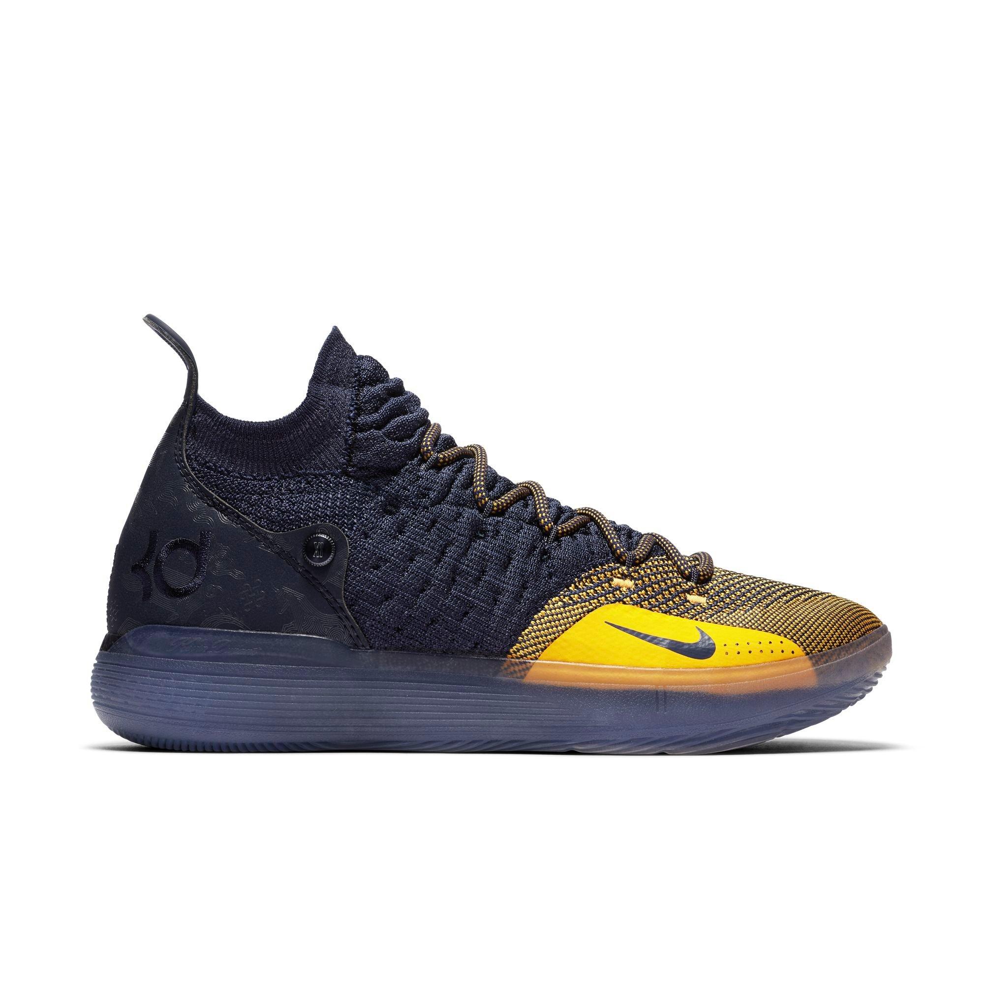 navy blue and gold basketball shoes