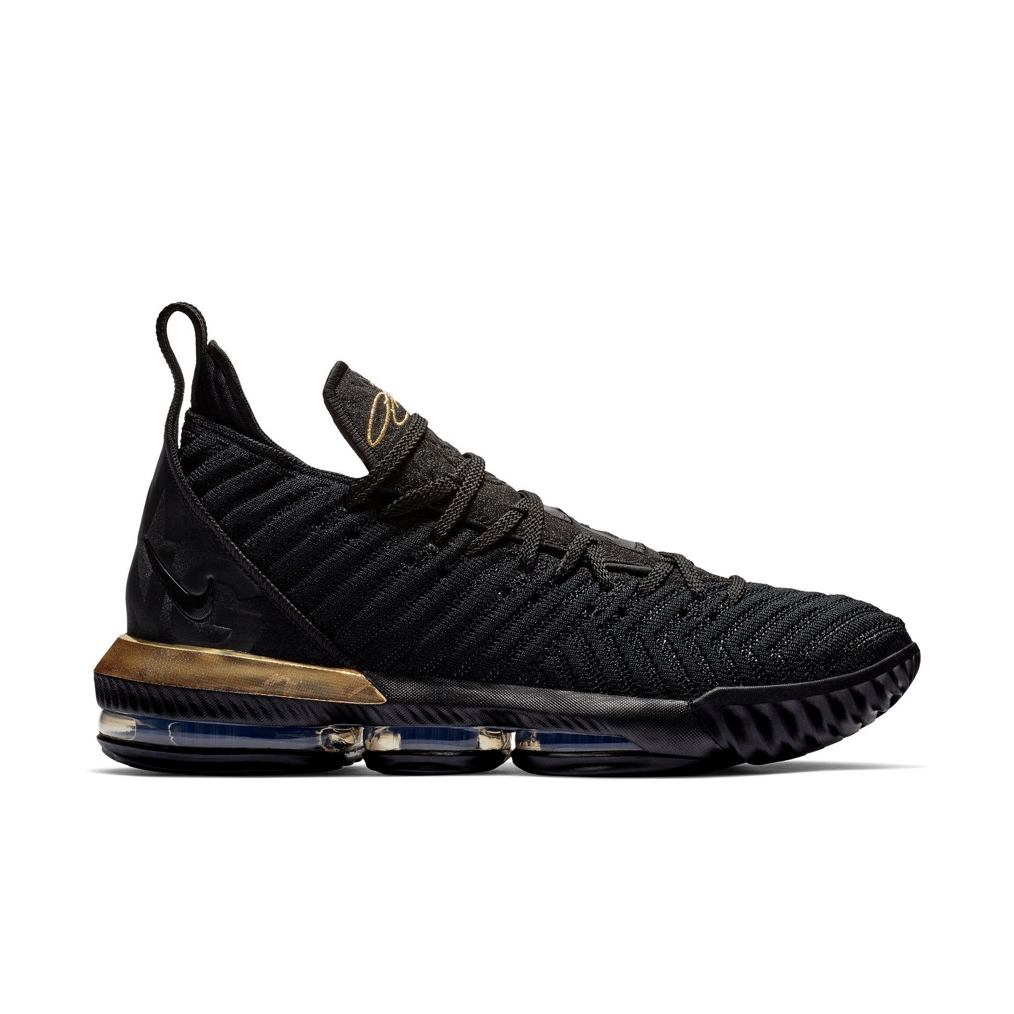 lebron 16 shoes black and gold