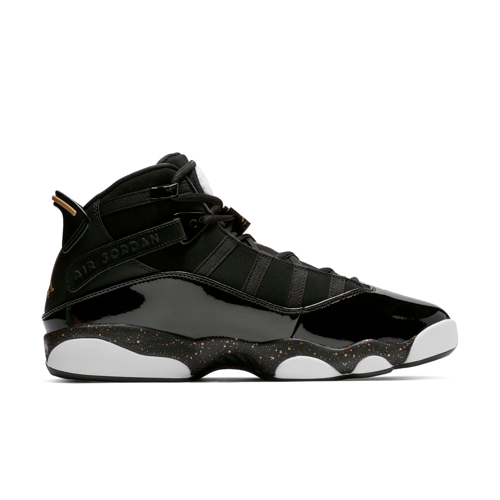 6 rings jordans black and gold