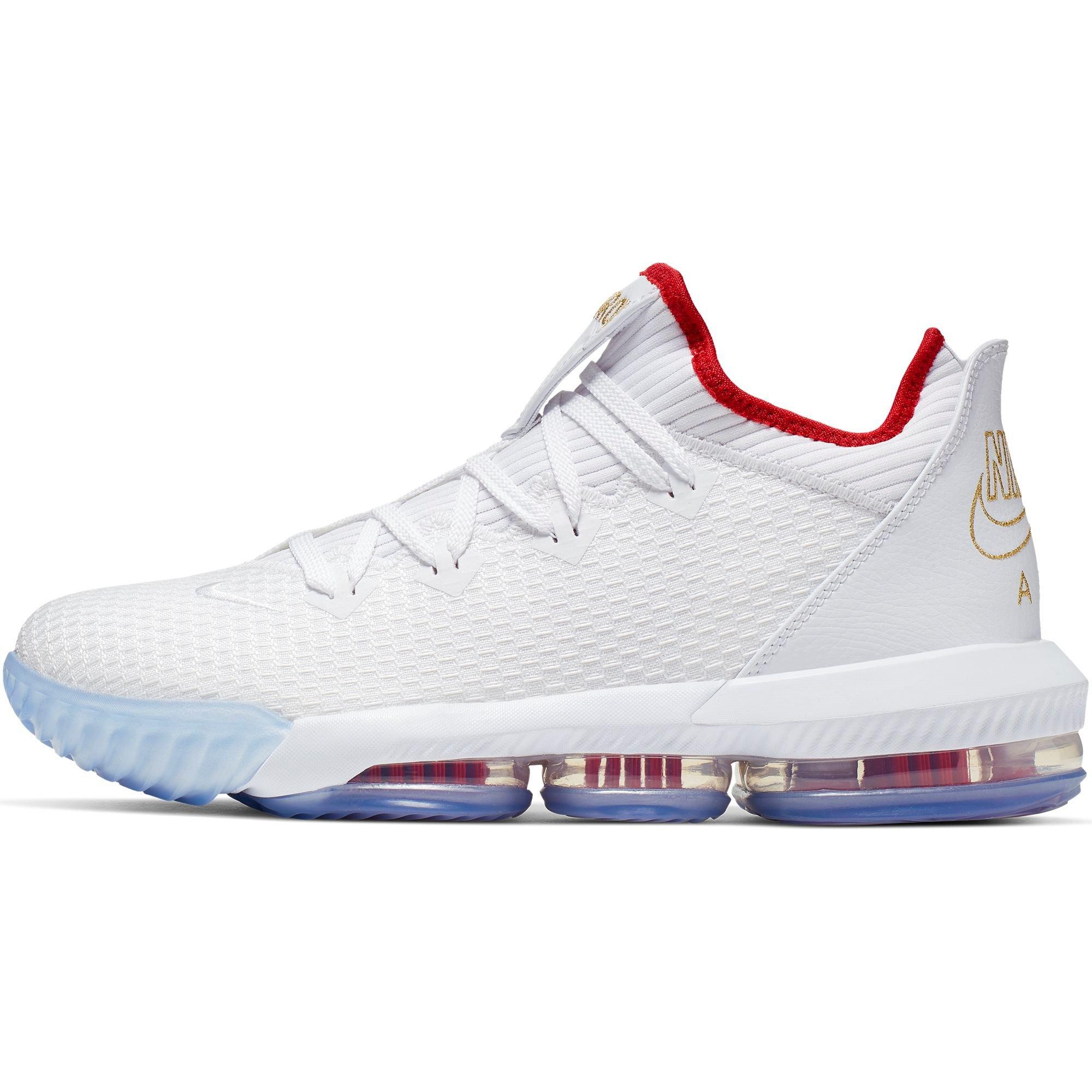 lebron 16 low red and white