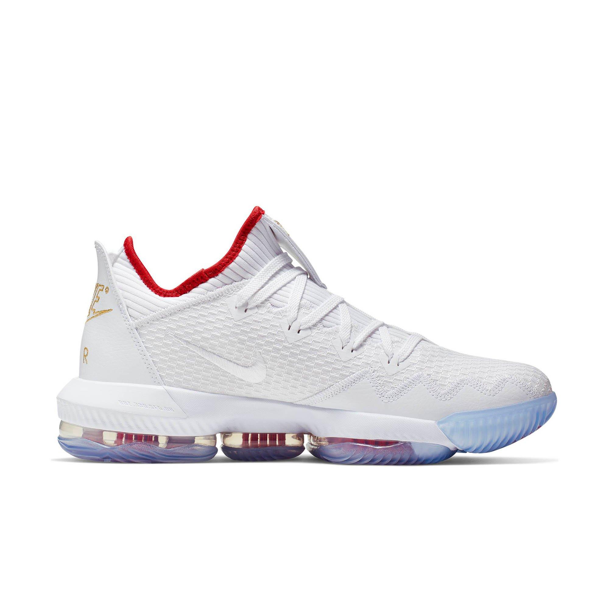 lebron 16 low white and red