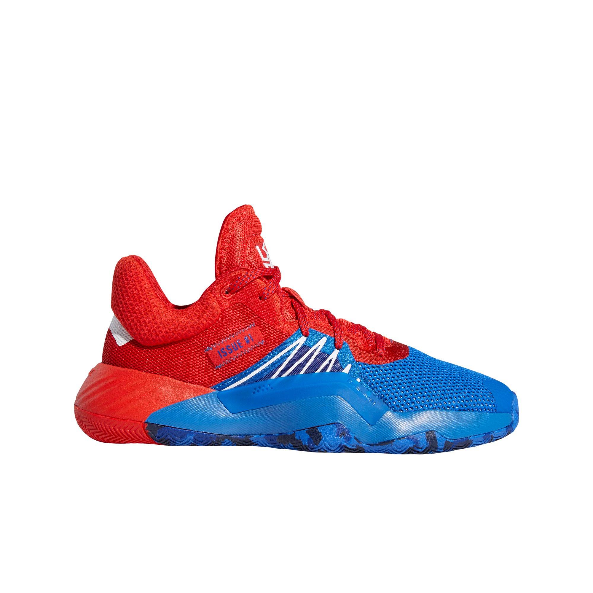 adidas red and blue basketball shoes