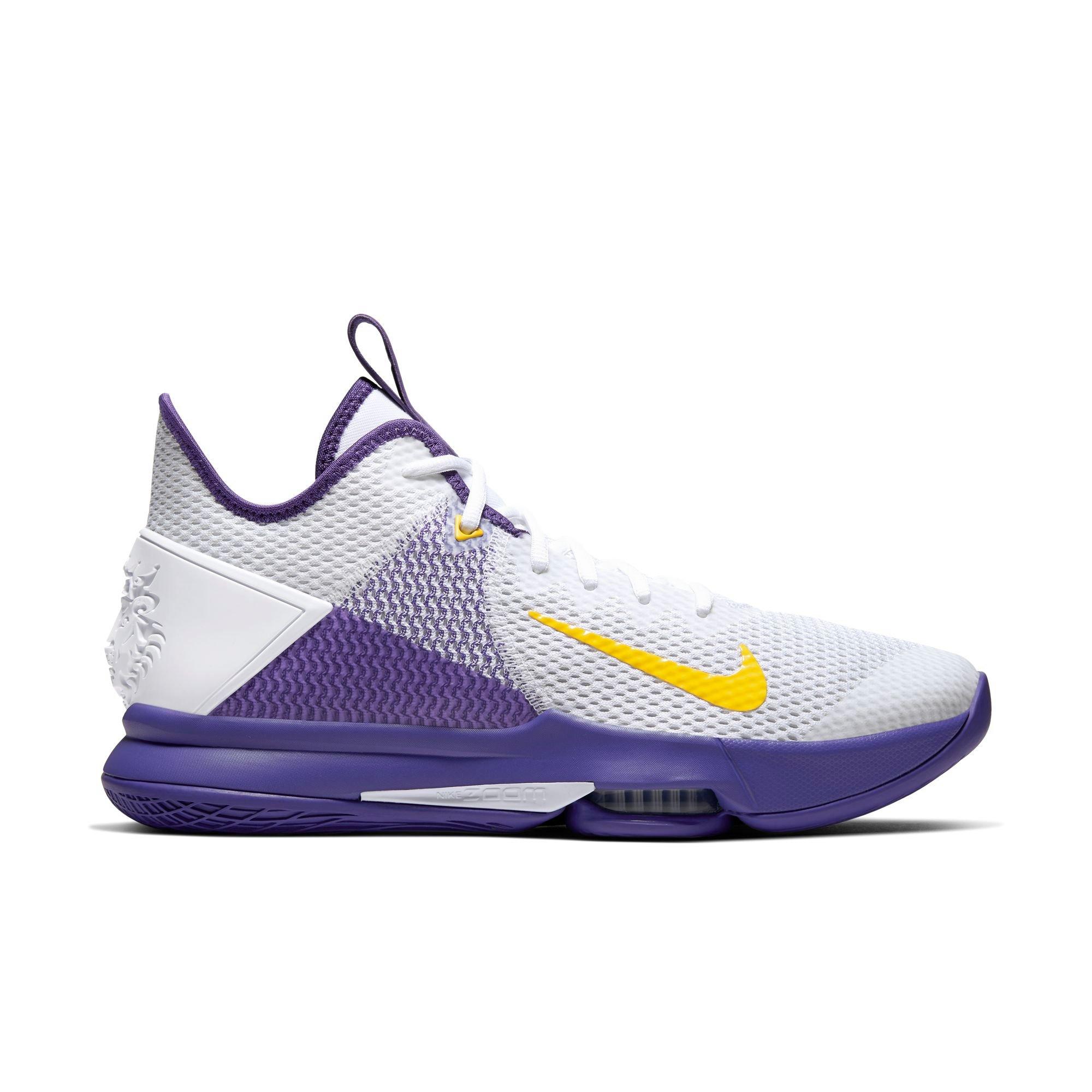 lebron james shoes white and purple
