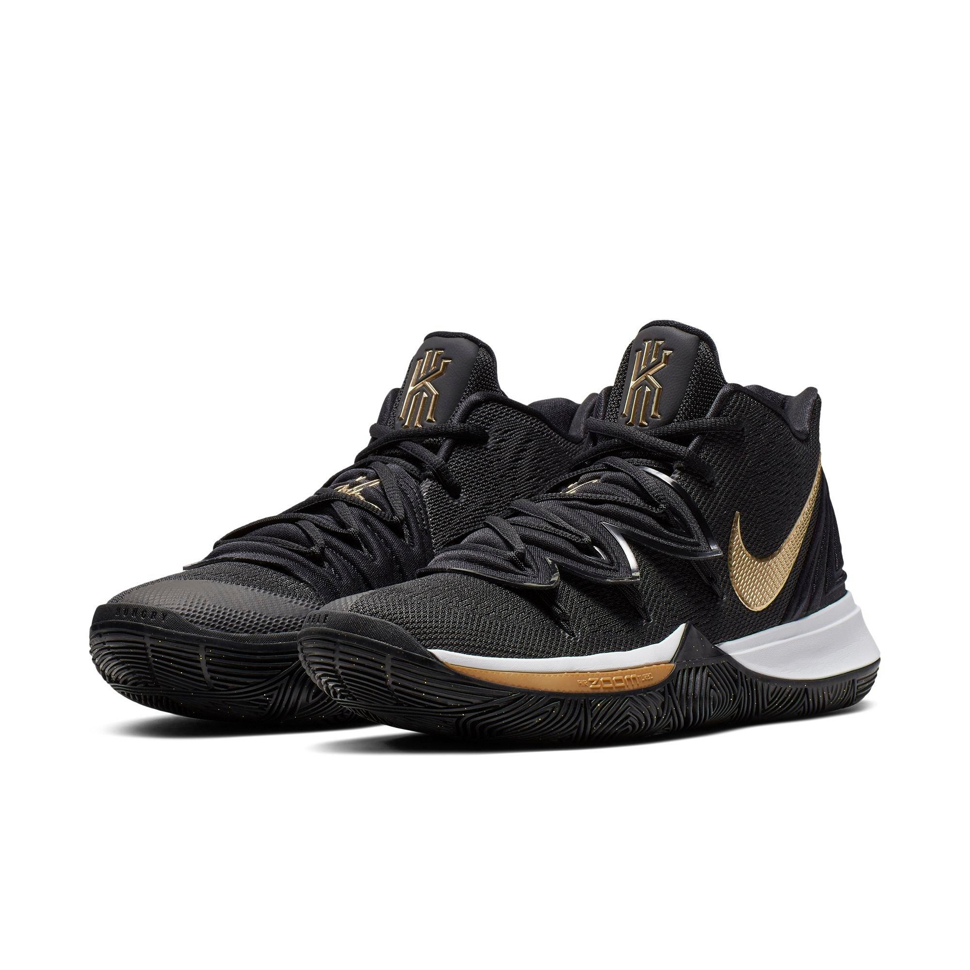 kyrie shoes black and gold